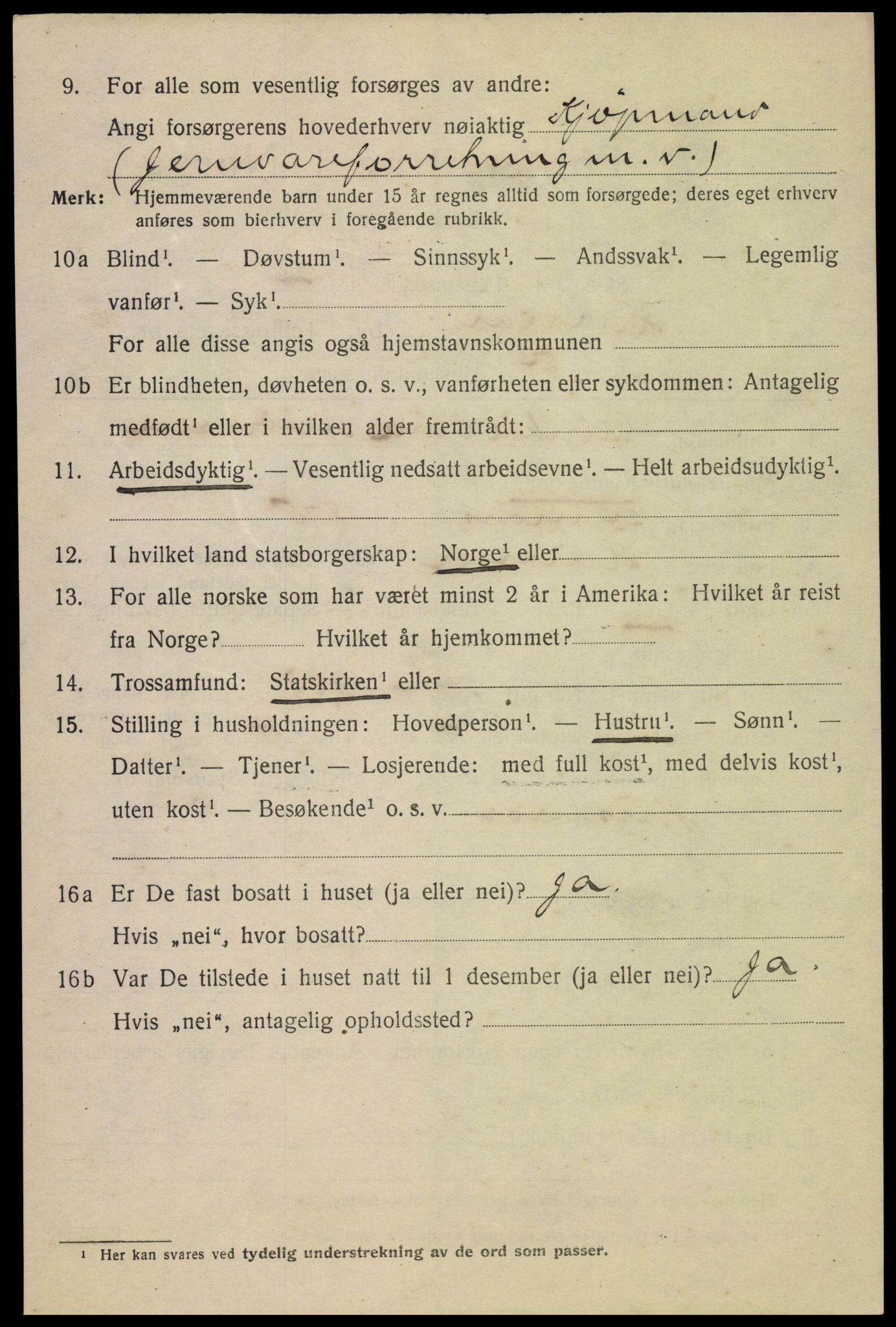 SAH, 1920 census for Hamar, 1920, p. 12312
