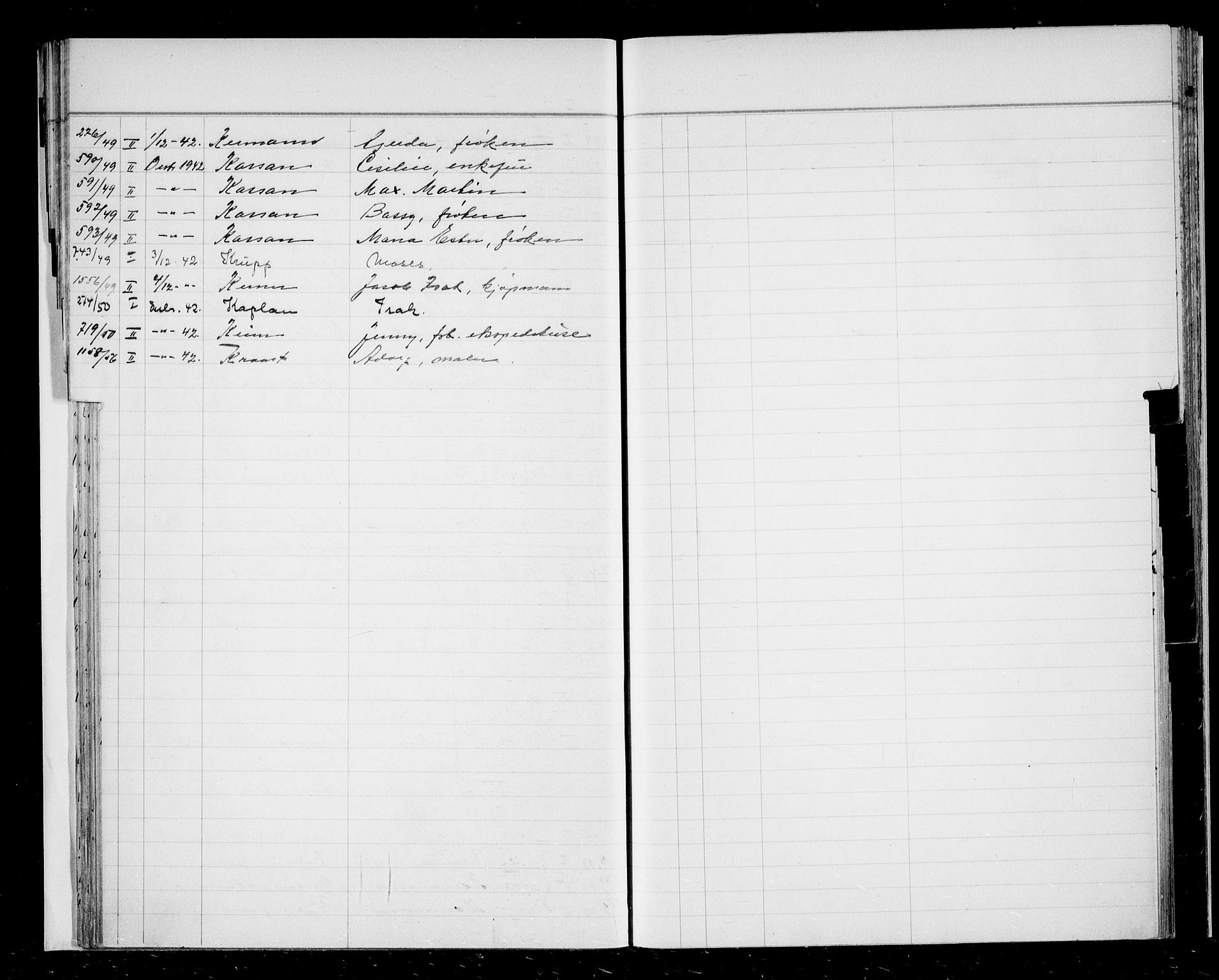 Oslo skifterett, AV/SAO-A-10383/F/Fa/Faa/L0042: Register til dødsfallsprotokollene, 1942