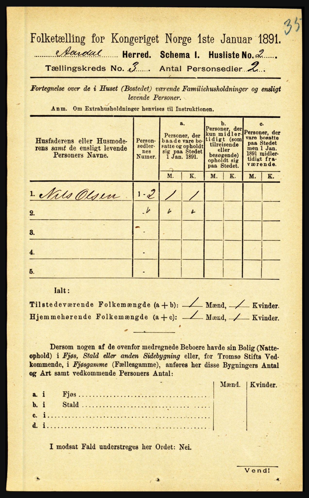 RA, 1891 census for 1424 Årdal, 1891, p. 366