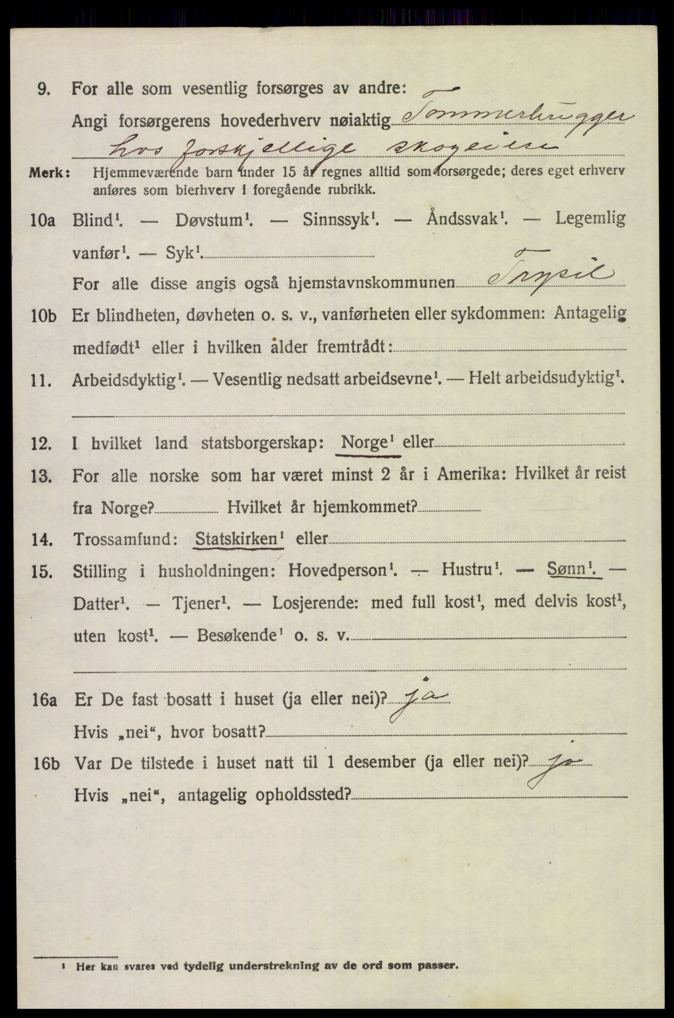 SAH, 1920 census for Trysil, 1920, p. 8808
