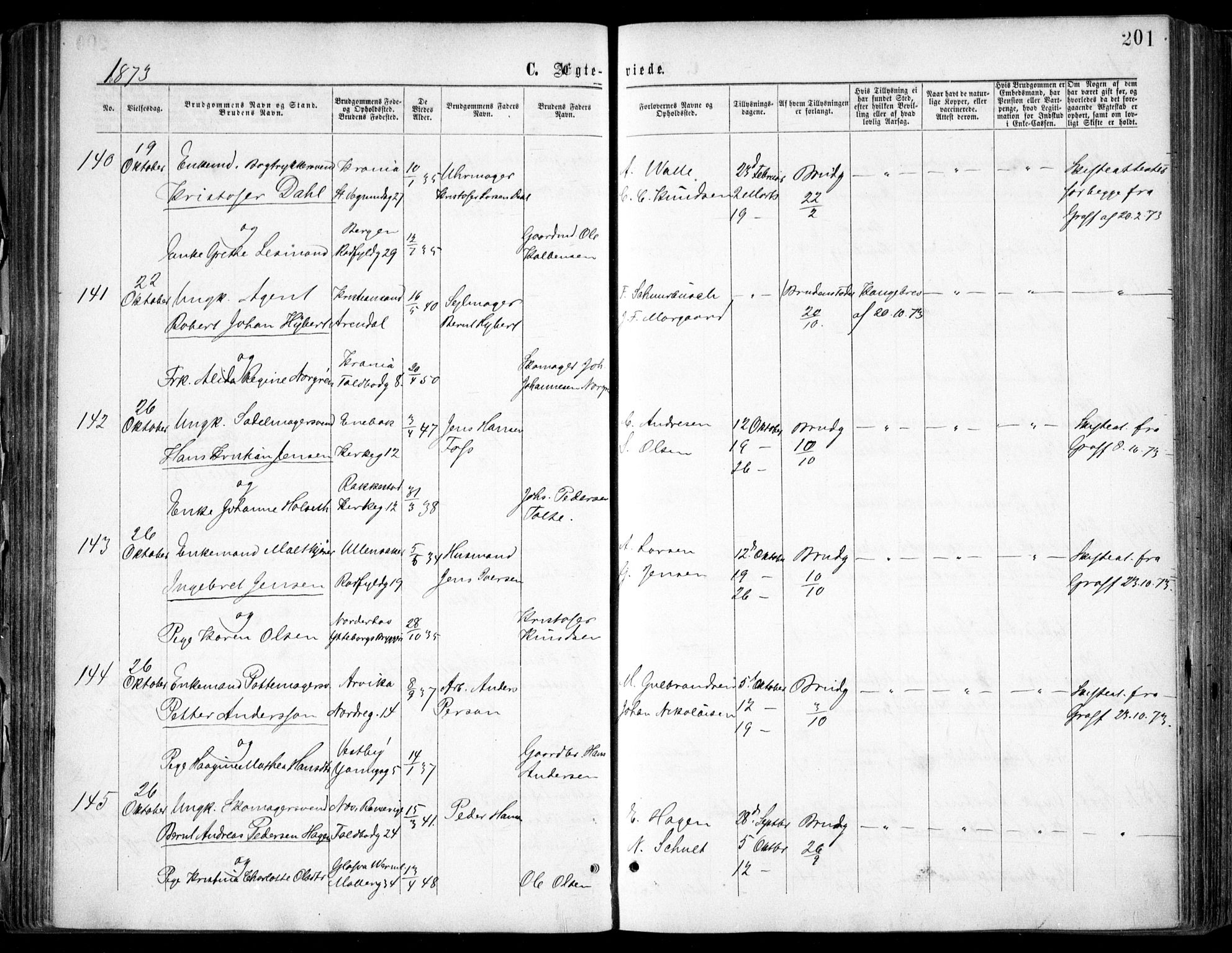 Oslo domkirke Kirkebøker, AV/SAO-A-10752/F/Fa/L0021: Parish register (official) no. 21, 1865-1884, p. 201