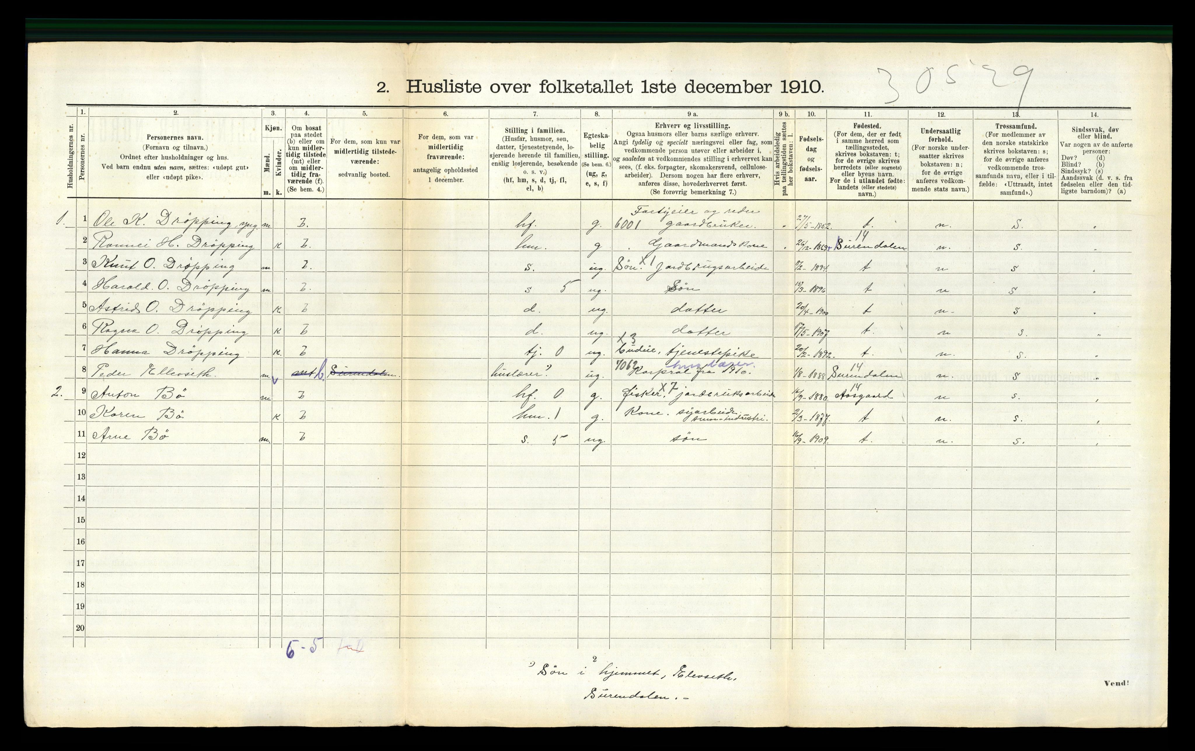 RA, 1910 census for Stangvik, 1910, p. 191