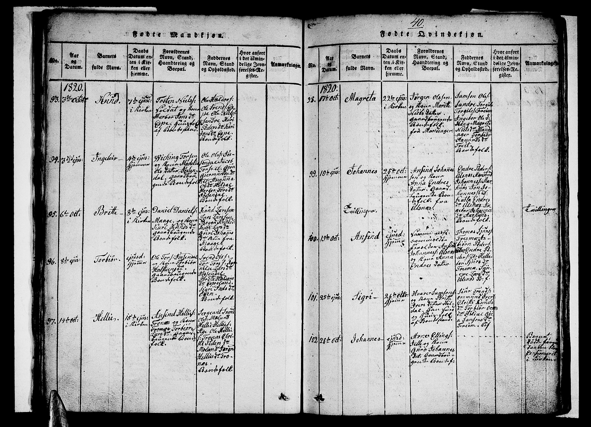 Ullensvang sokneprestembete, AV/SAB-A-78701/H/Hab: Parish register (copy) no. A 3, 1817-1825, p. 40