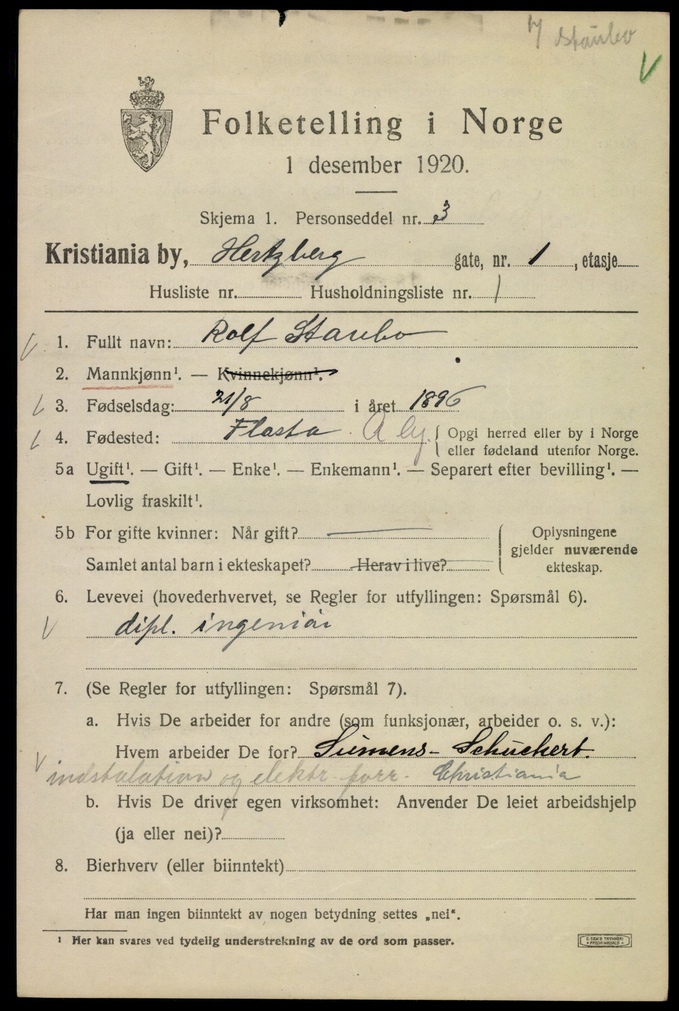 SAO, 1920 census for Kristiania, 1920, p. 292405