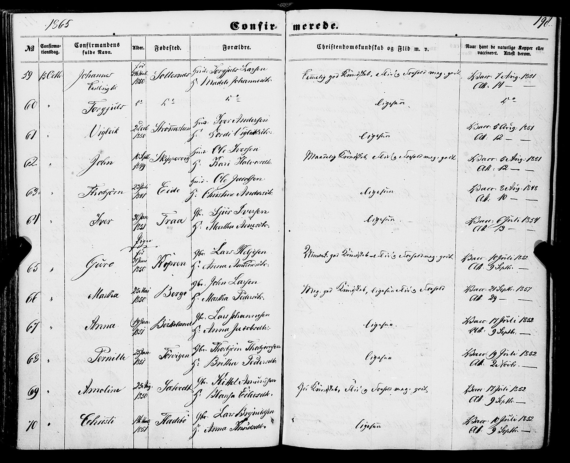 Strandebarm sokneprestembete, AV/SAB-A-78401/H/Haa: Parish register (official) no. A 8, 1858-1872, p. 198