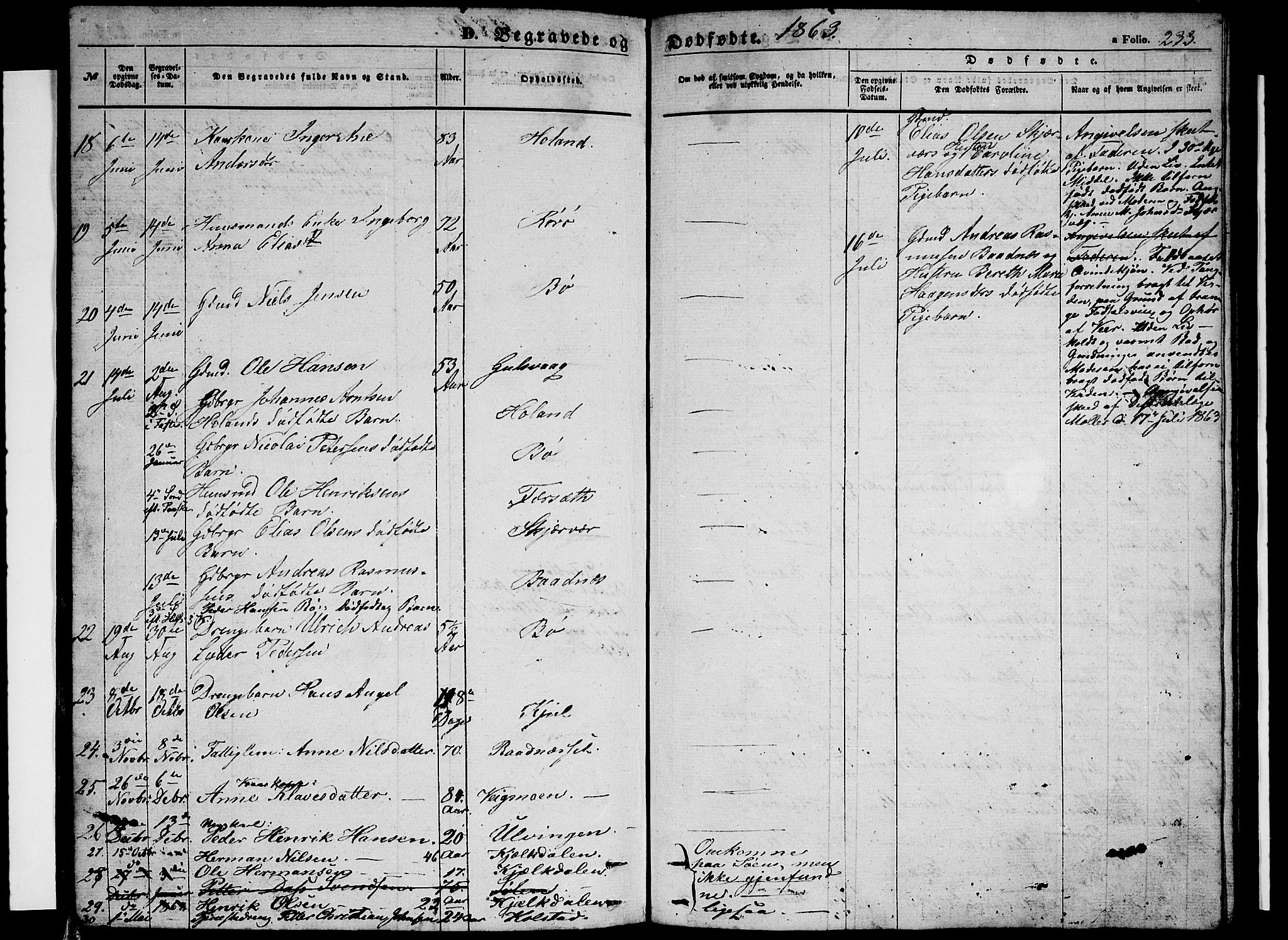 Ministerialprotokoller, klokkerbøker og fødselsregistre - Nordland, AV/SAT-A-1459/816/L0251: Parish register (copy) no. 816C01, 1852-1870, p. 233