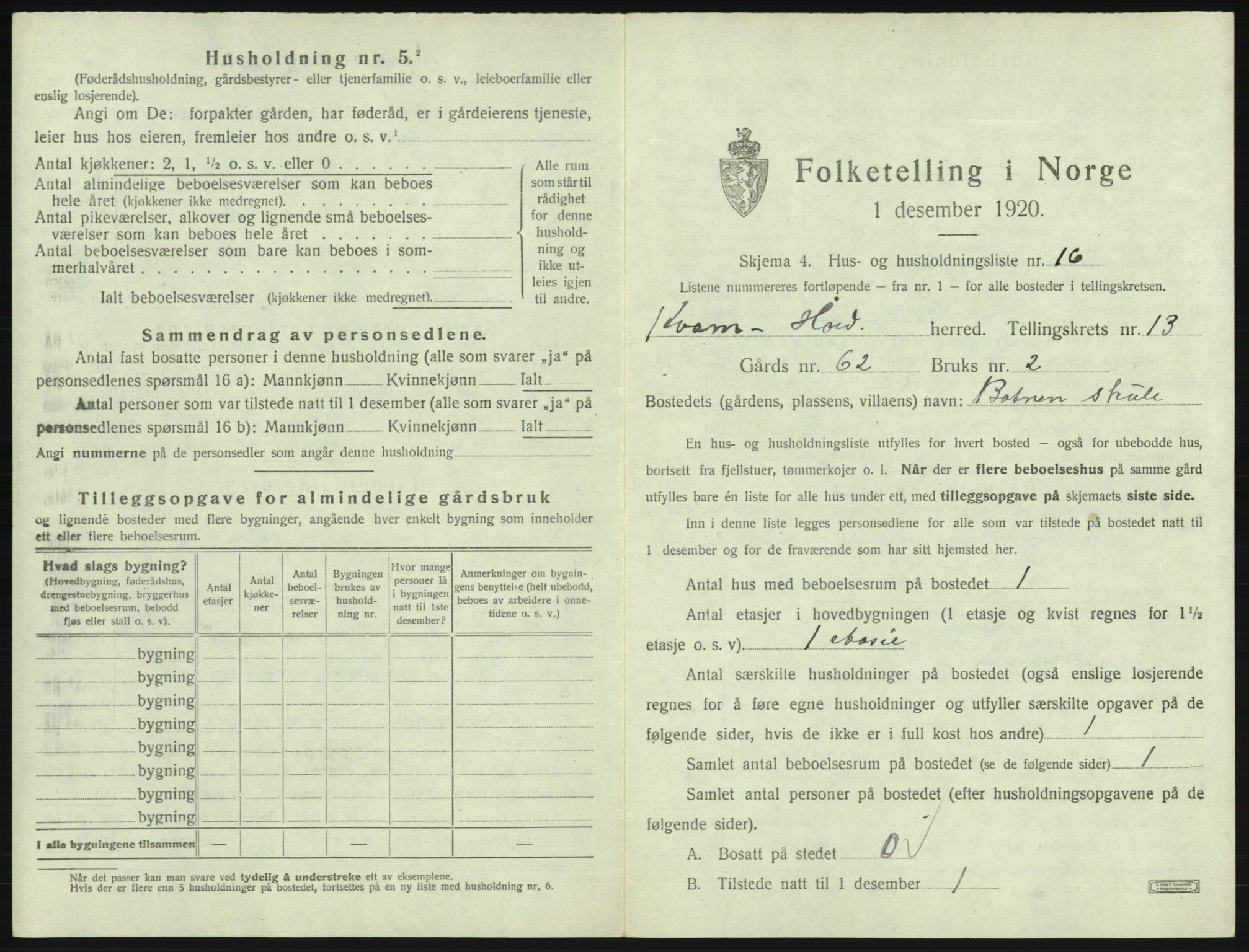 SAB, 1920 census for Kvam, 1920, p. 1150