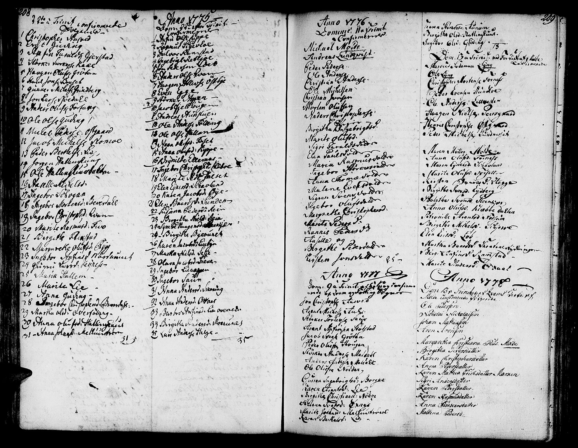Ministerialprotokoller, klokkerbøker og fødselsregistre - Nord-Trøndelag, SAT/A-1458/746/L0440: Parish register (official) no. 746A02, 1760-1815, p. 208-209