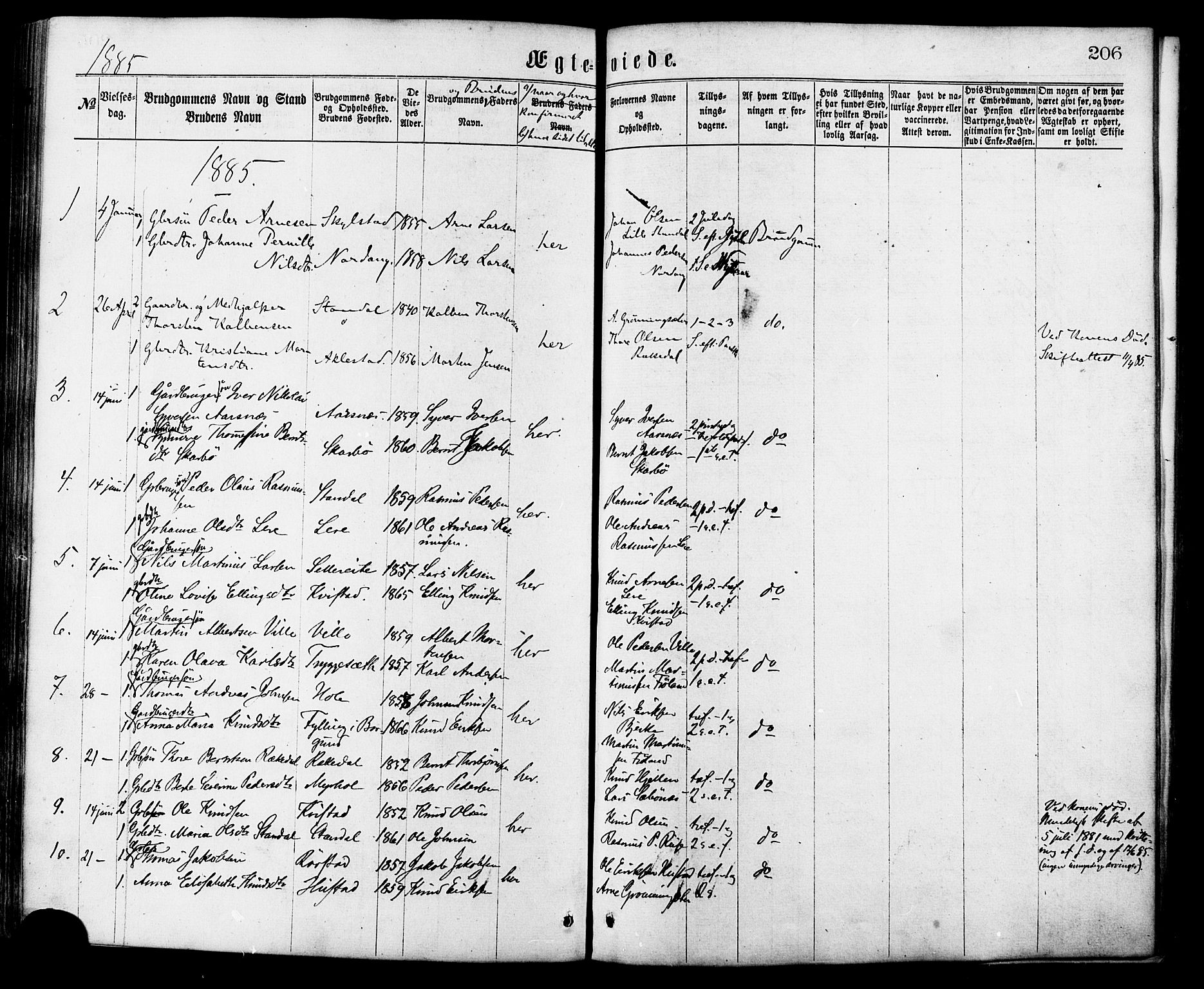 Ministerialprotokoller, klokkerbøker og fødselsregistre - Møre og Romsdal, SAT/A-1454/515/L0210: Parish register (official) no. 515A06, 1868-1885, p. 206