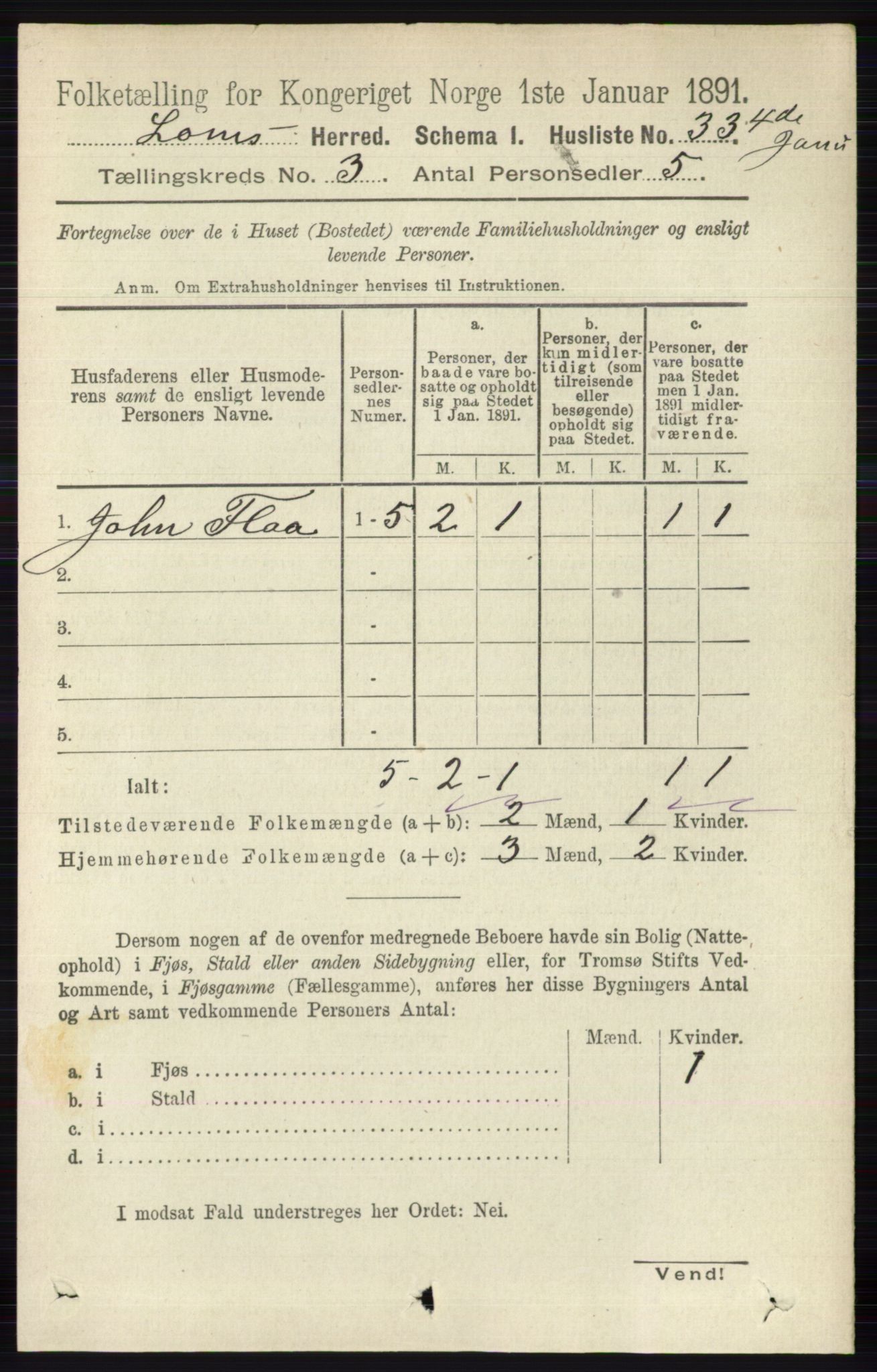 RA, 1891 census for 0514 Lom, 1891, p. 1258