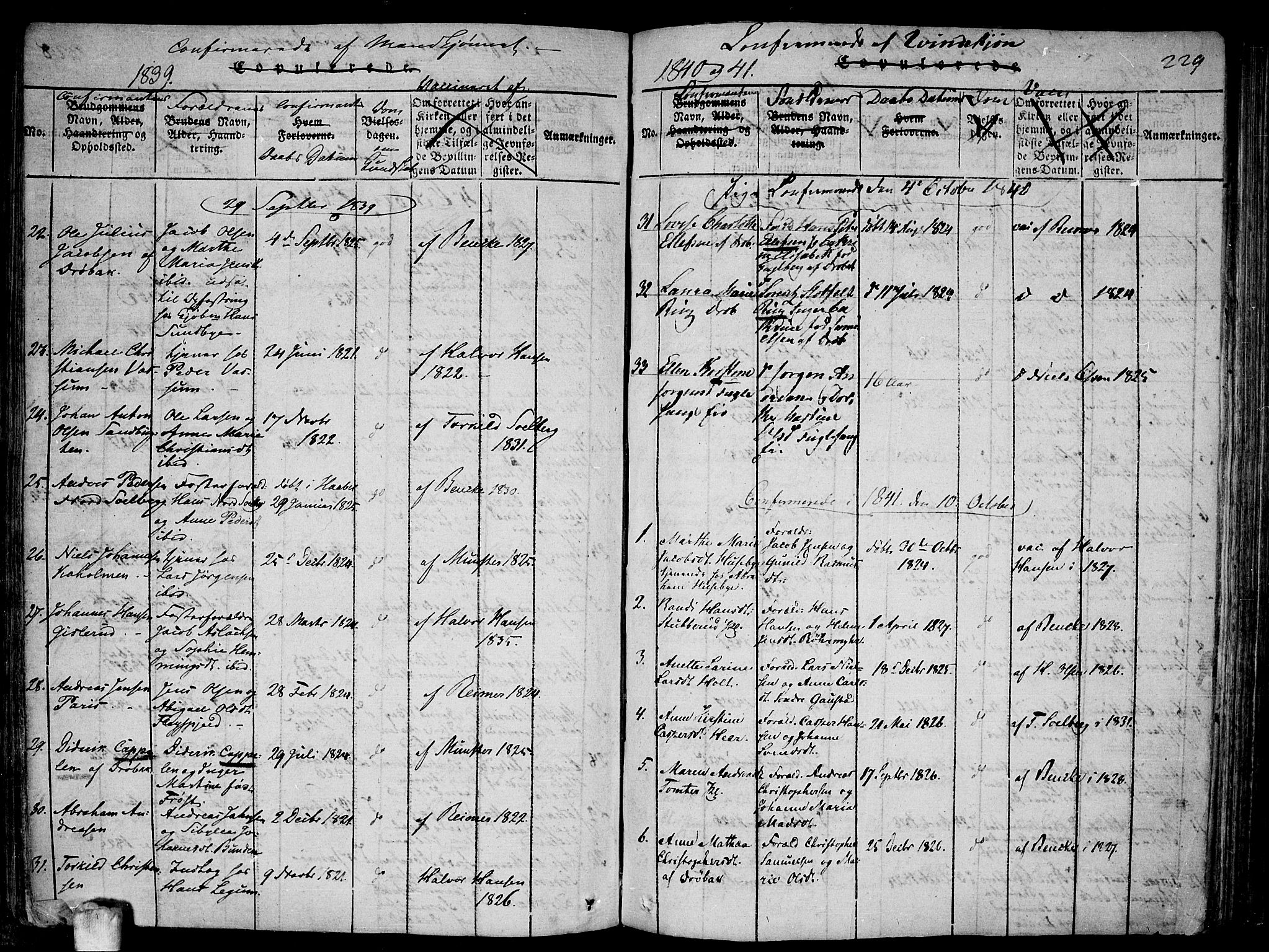 Drøbak prestekontor Kirkebøker, SAO/A-10142a/F/Fa/L0001: Parish register (official) no. I 1, 1816-1842, p. 229