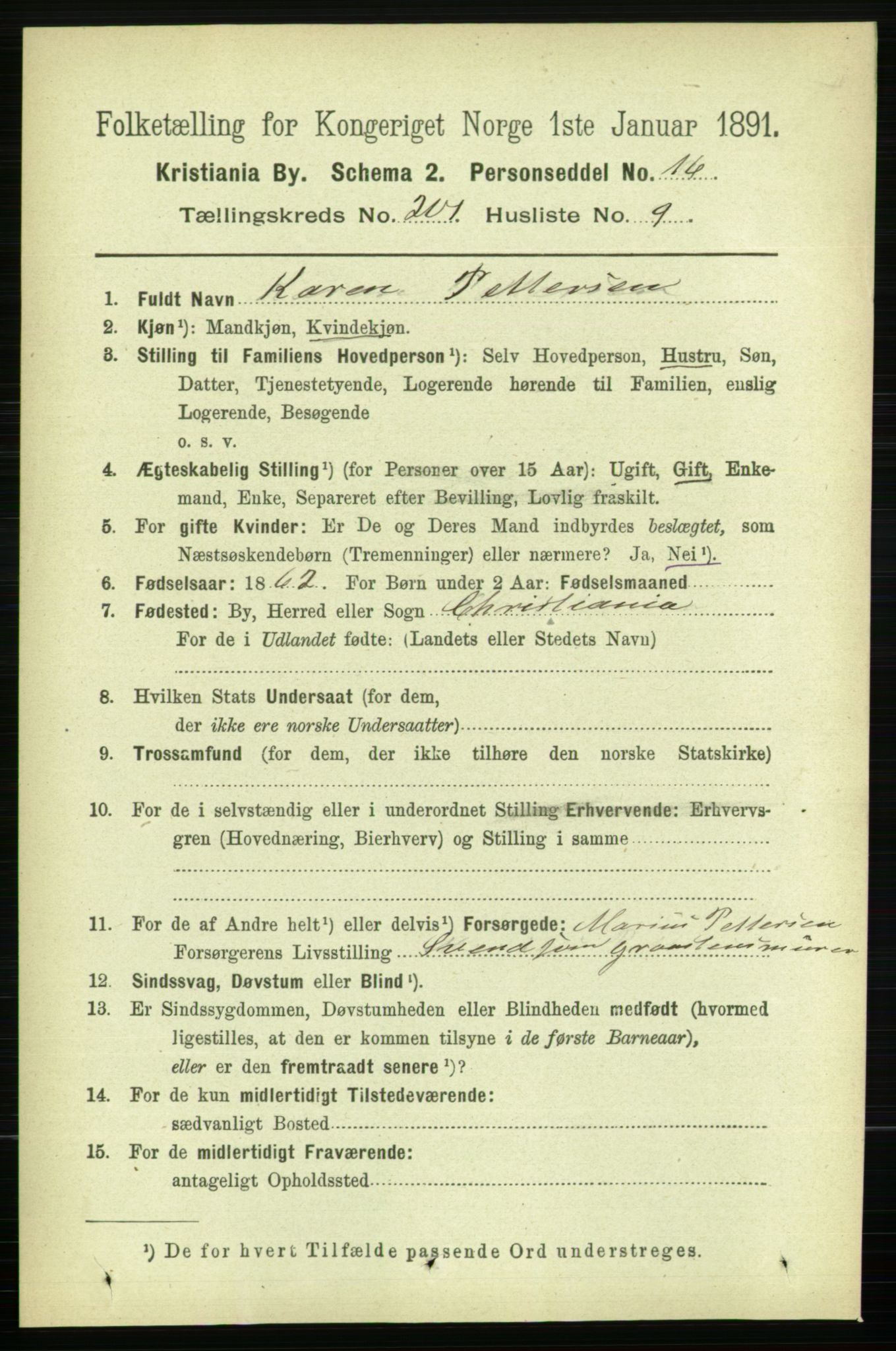 RA, 1891 census for 0301 Kristiania, 1891, p. 121050