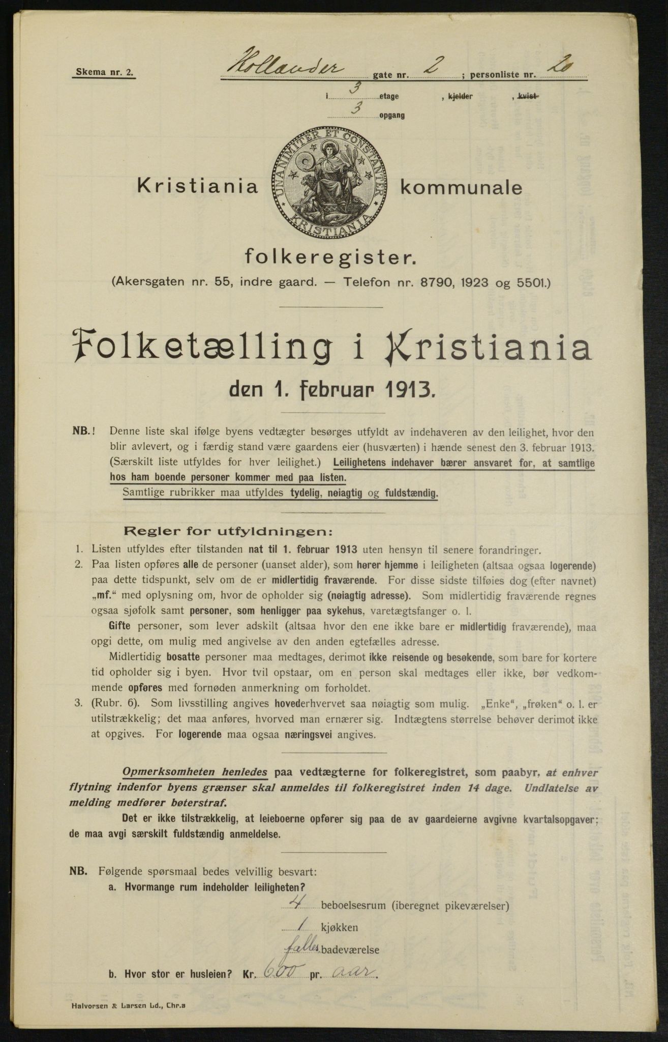 OBA, Municipal Census 1913 for Kristiania, 1913, p. 40452