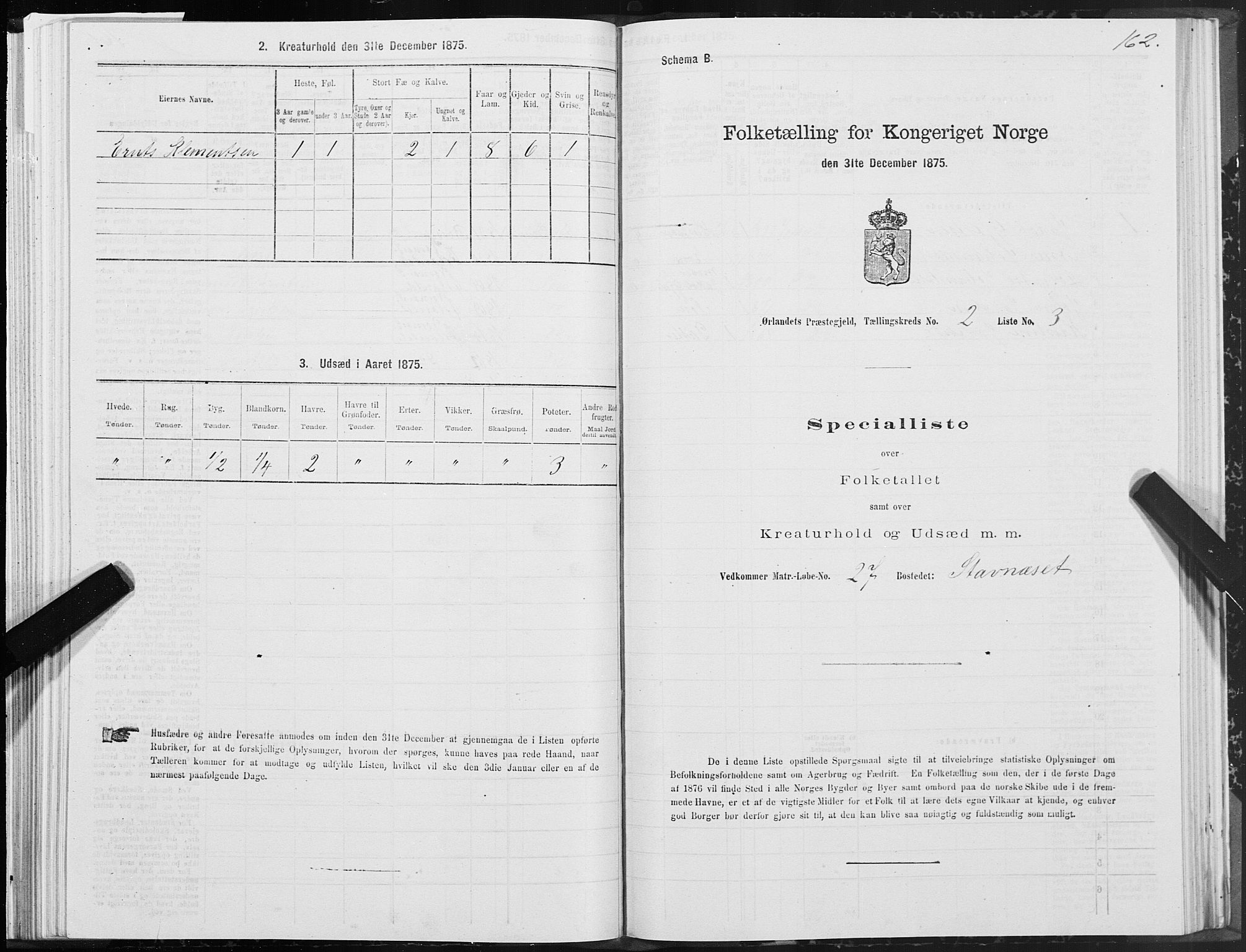 SAT, 1875 census for 1621P Ørland, 1875, p. 1162