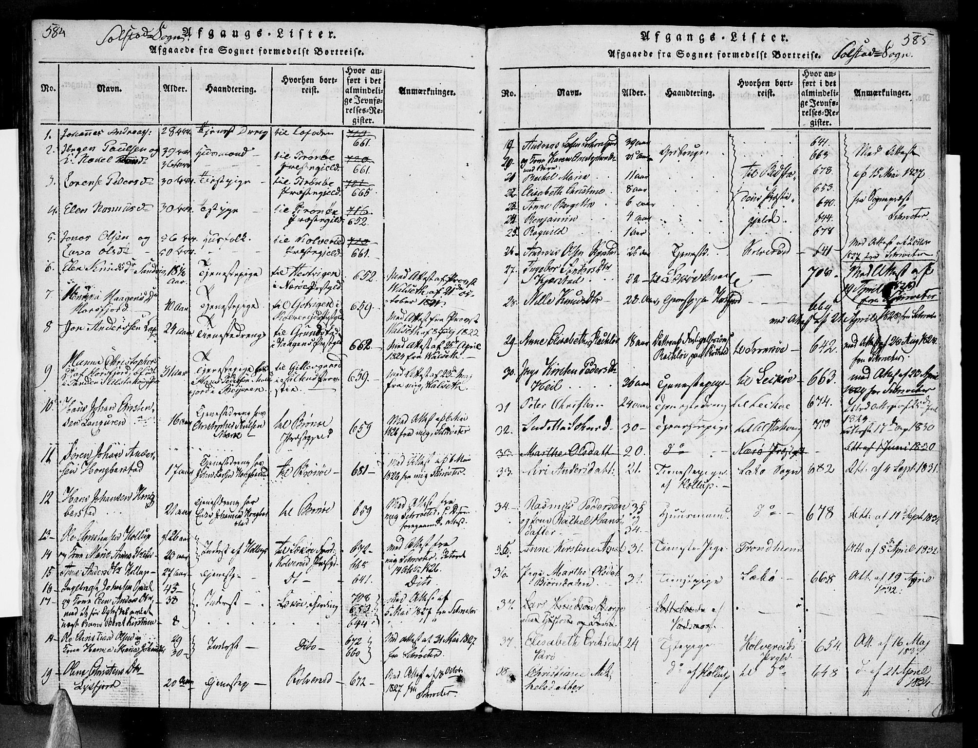 Ministerialprotokoller, klokkerbøker og fødselsregistre - Nordland, AV/SAT-A-1459/810/L0143: Parish register (official) no. 810A06 /2, 1820-1841, p. 584-585