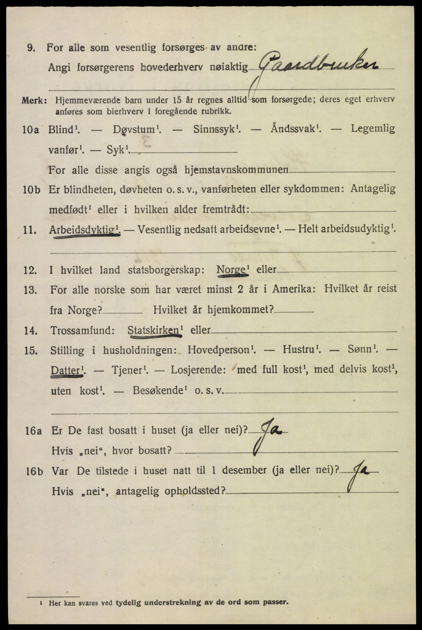 SAK, 1920 census for Holum, 1920, p. 2648