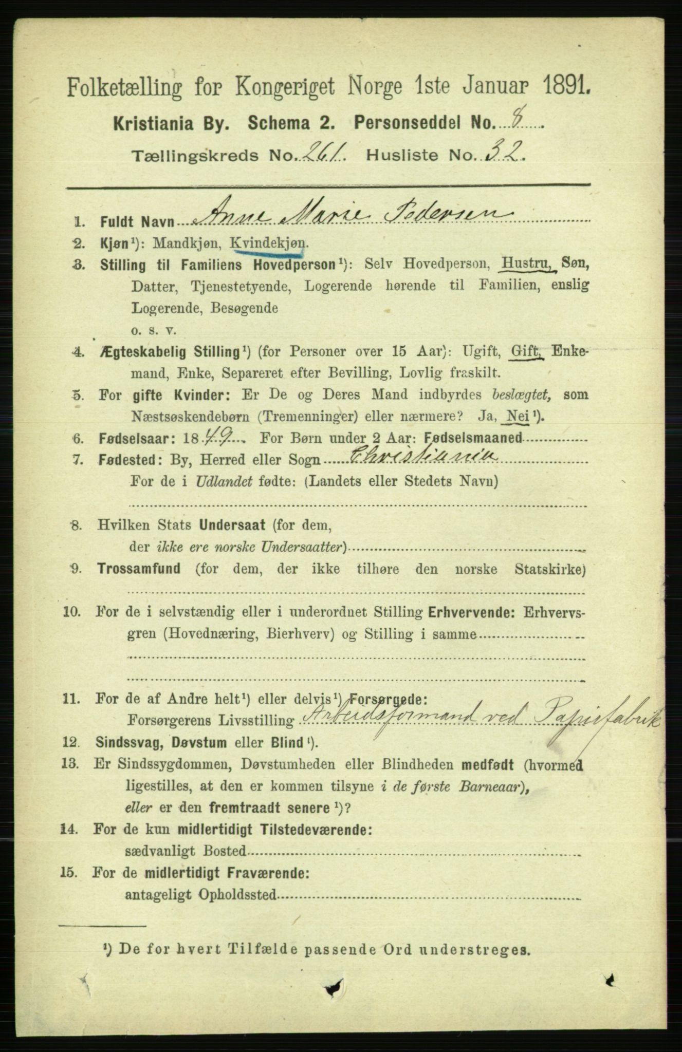 RA, 1891 census for 0301 Kristiania, 1891, p. 159006