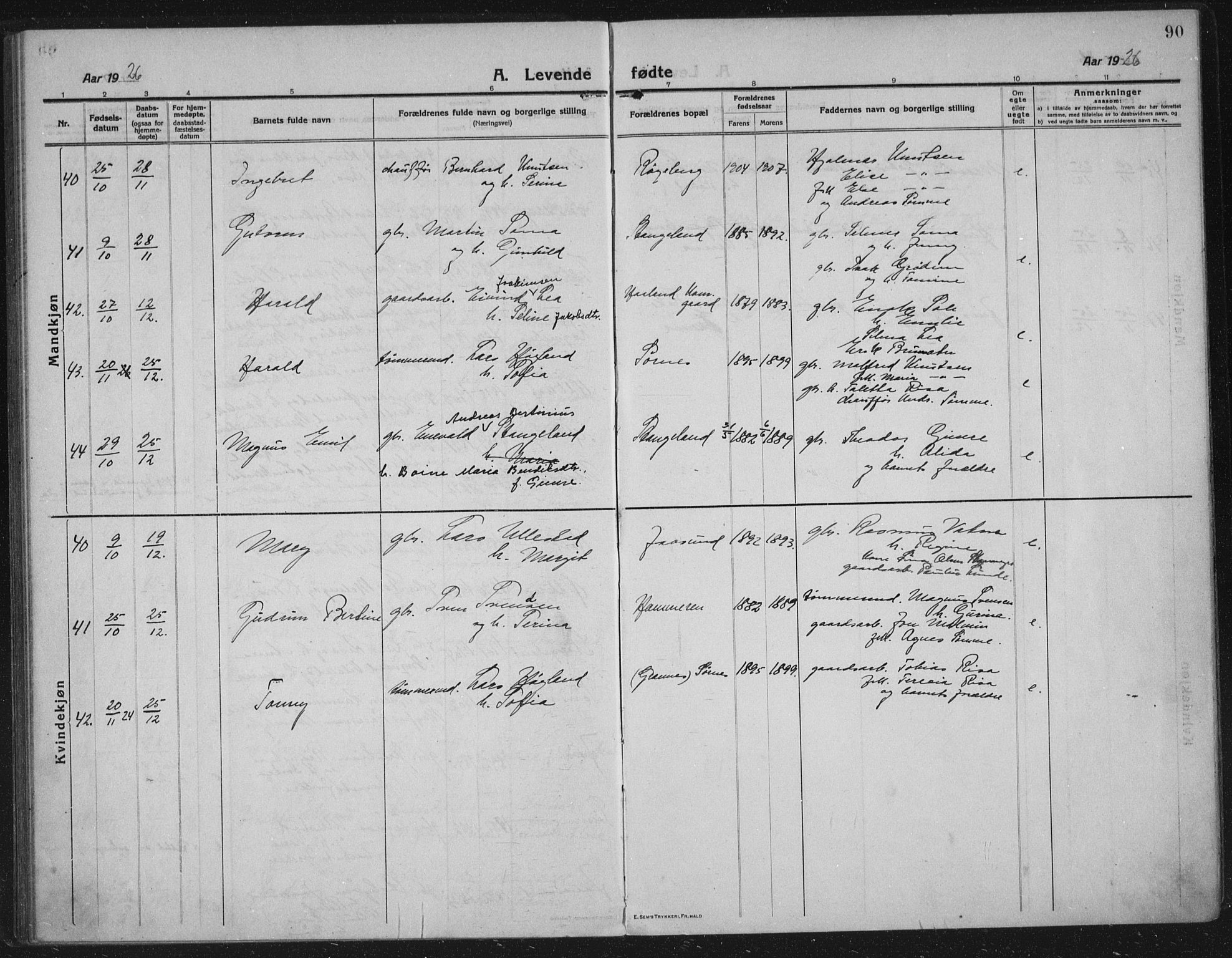 Håland sokneprestkontor, AV/SAST-A-101802/002/C/L0001: Parish register (official) no. A 14, 1913-1927, p. 90