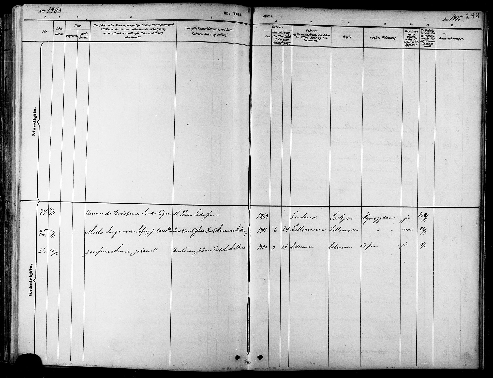 Balsfjord sokneprestembete, SATØ/S-1303/G/Ga/L0008klokker: Parish register (copy) no. 8, 1890-1906, p. 283