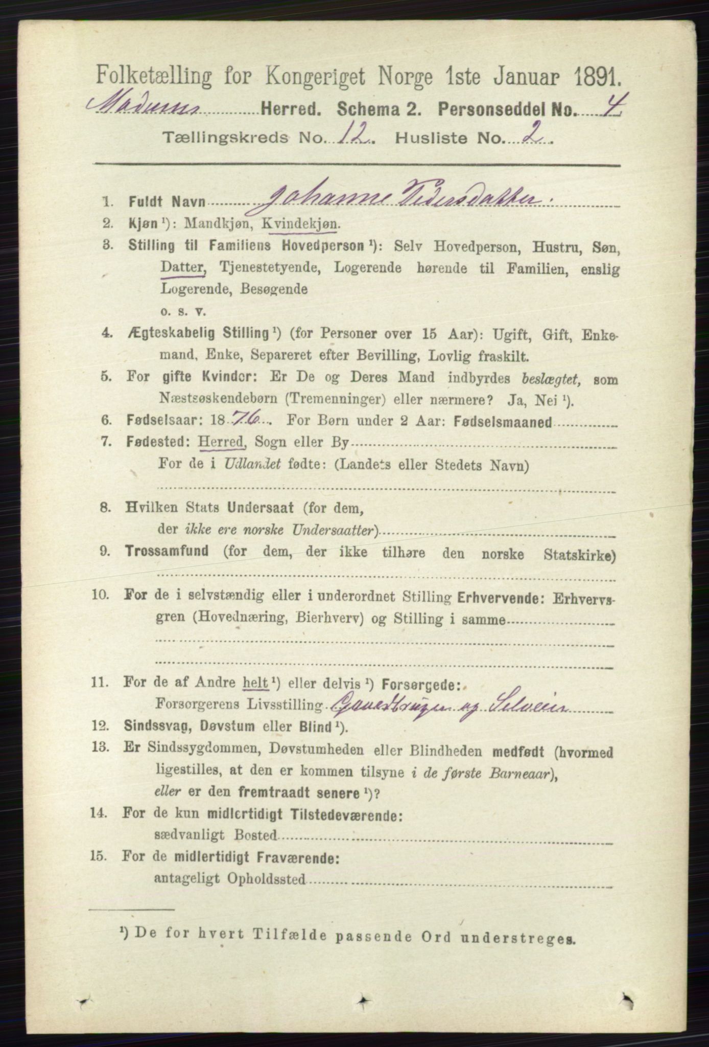 RA, 1891 census for 0623 Modum, 1891, p. 4466