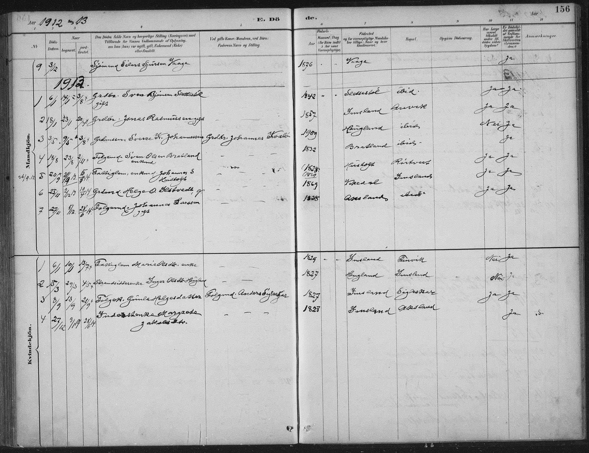 Vikedal sokneprestkontor, AV/SAST-A-101840/01/IV: Parish register (official) no. A 12, 1886-1929, p. 156