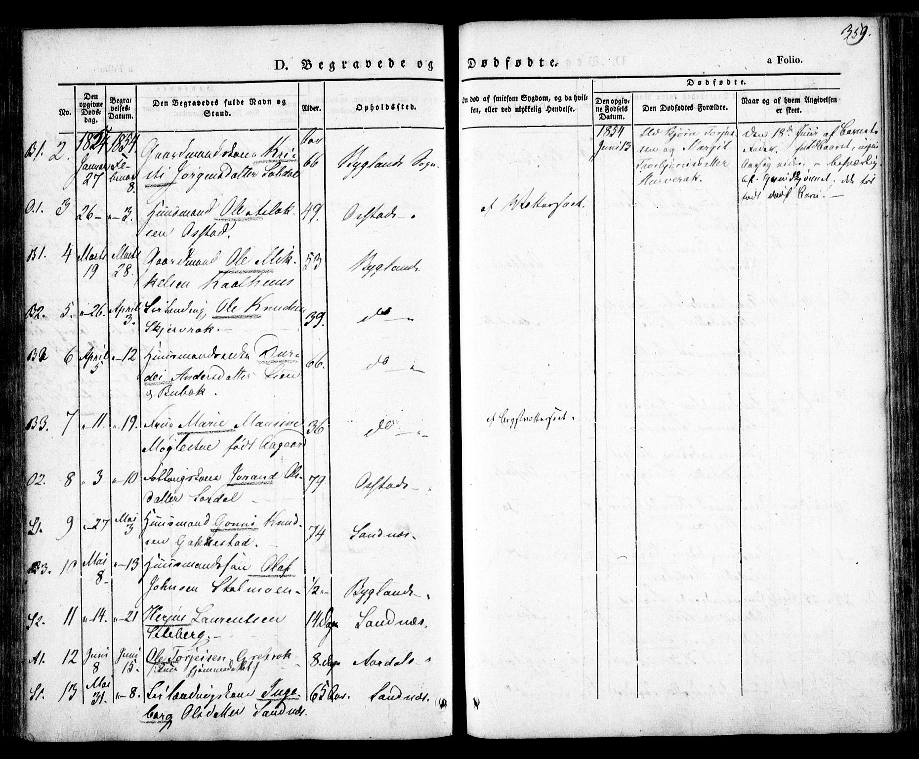 Bygland sokneprestkontor, AV/SAK-1111-0006/F/Fa/Fab/L0004: Parish register (official) no. A 4, 1842-1858, p. 359