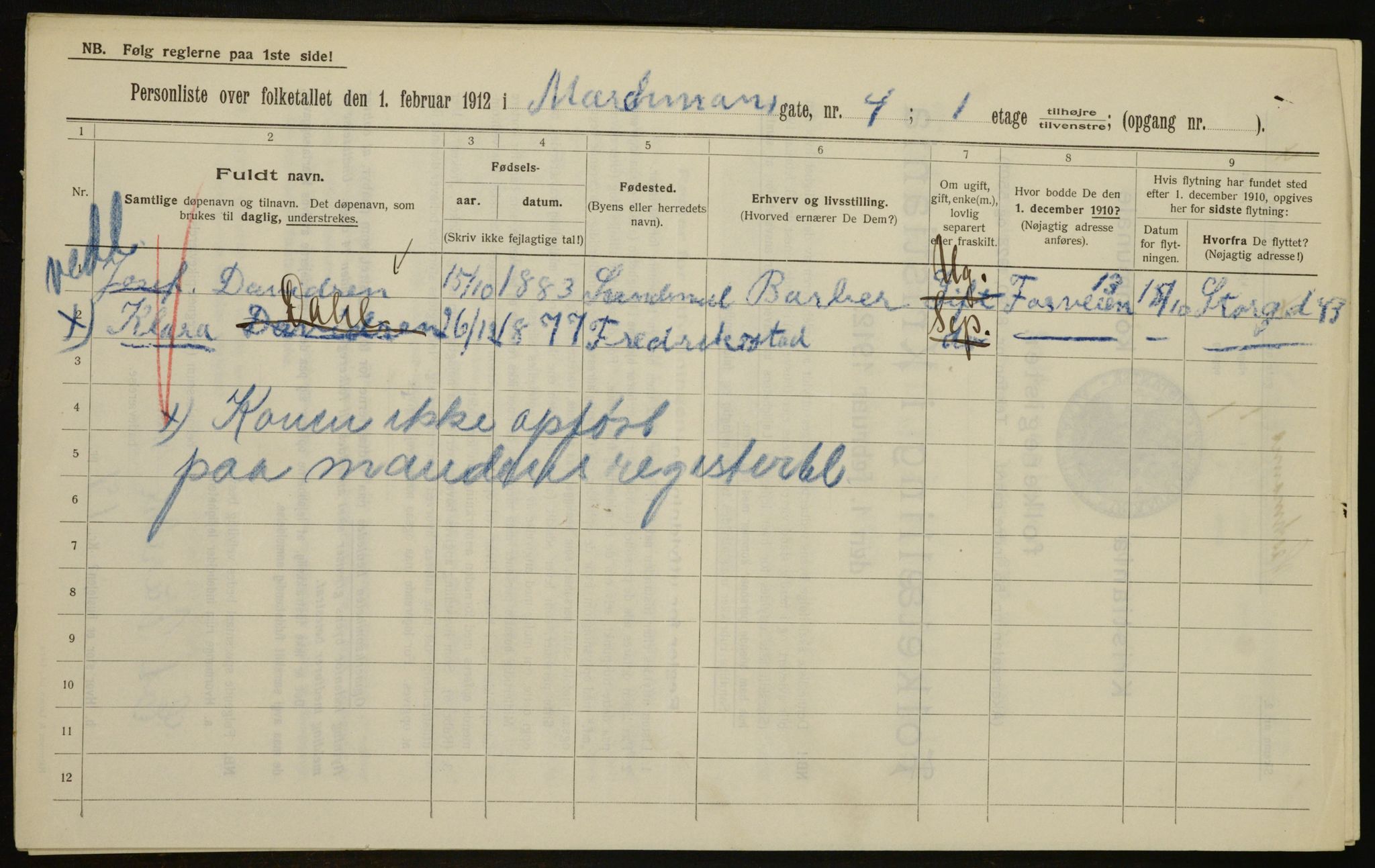 OBA, Municipal Census 1912 for Kristiania, 1912, p. 65174