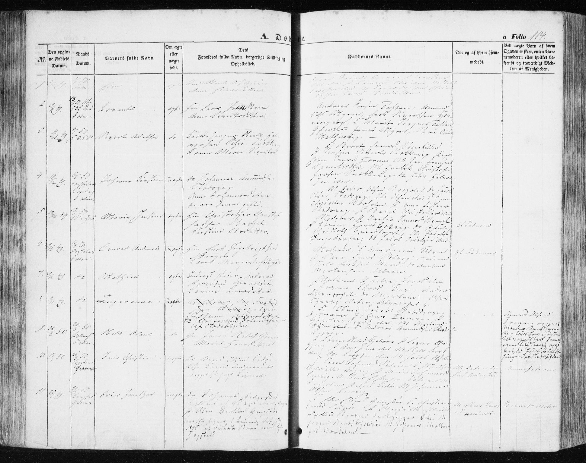 Ministerialprotokoller, klokkerbøker og fødselsregistre - Sør-Trøndelag, SAT/A-1456/634/L0529: Parish register (official) no. 634A05, 1843-1851, p. 114