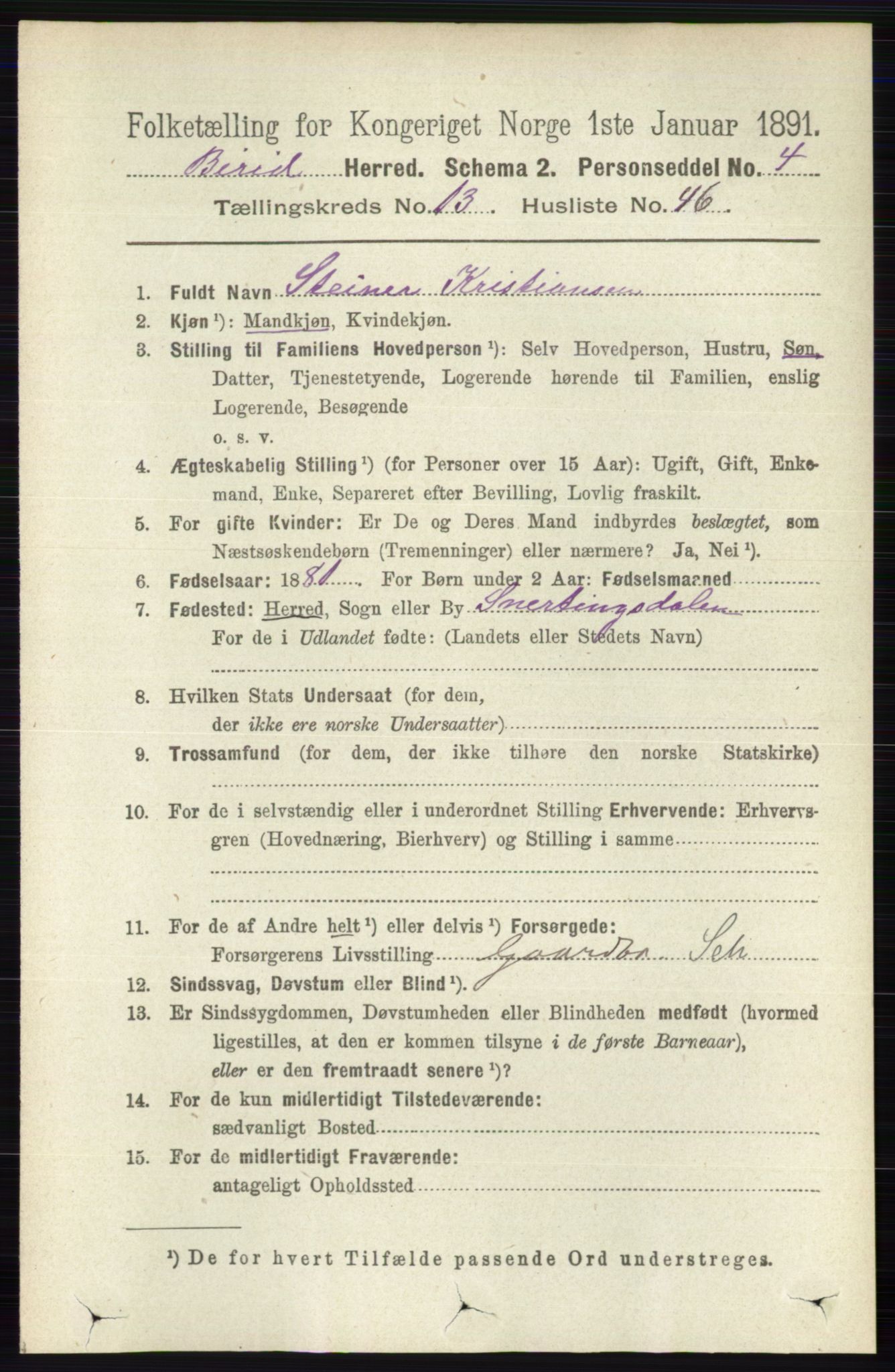 RA, 1891 census for 0525 Biri, 1891, p. 5576