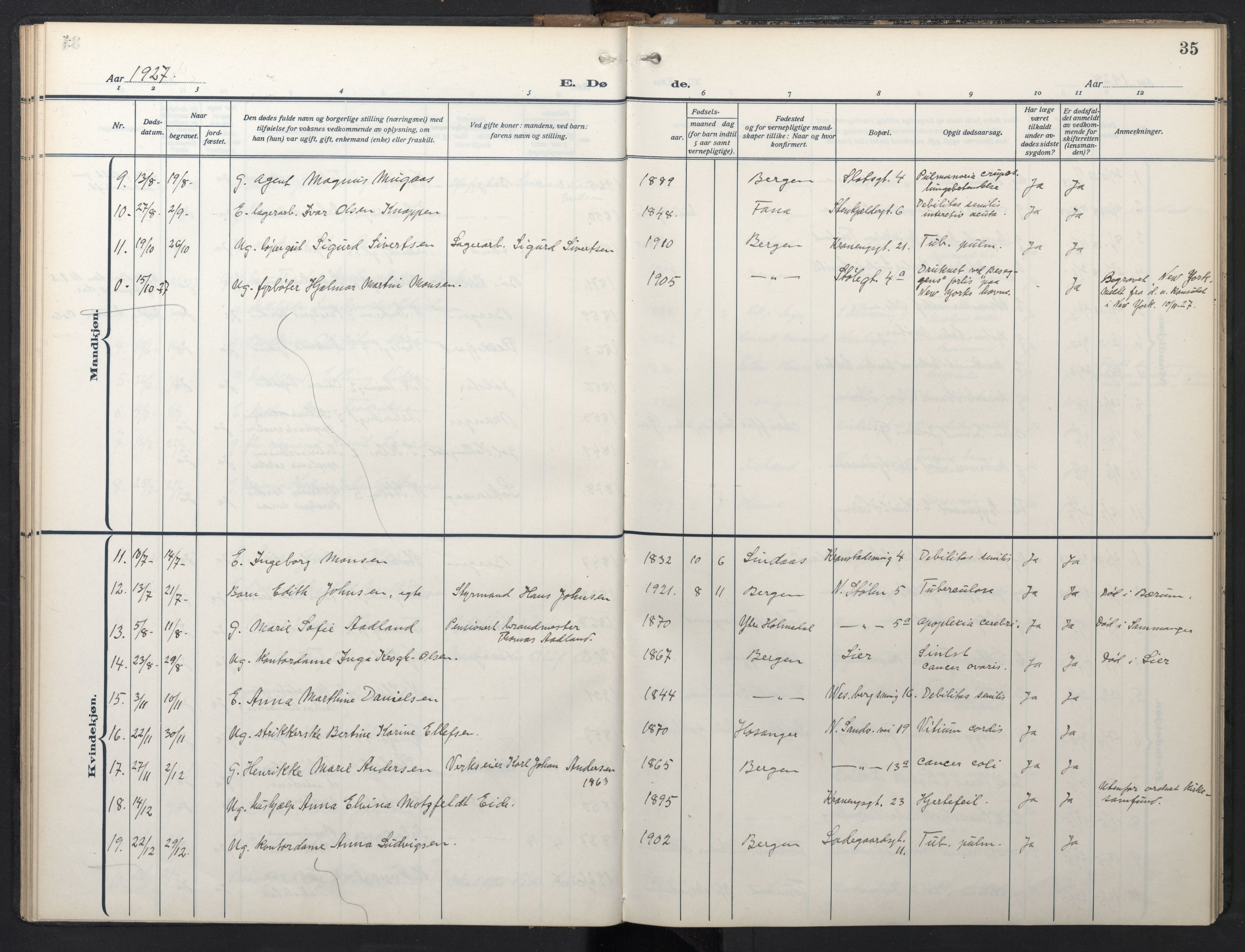 Mariakirken Sokneprestembete, AV/SAB-A-76901/H/Hab/L0013: Parish register (copy) no. A 13, 1914-1953, p. 34b-35a