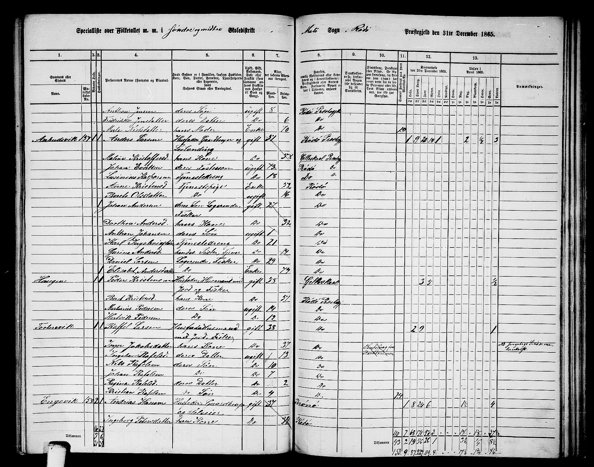 RA, 1865 census for Rødøy, 1865, p. 98