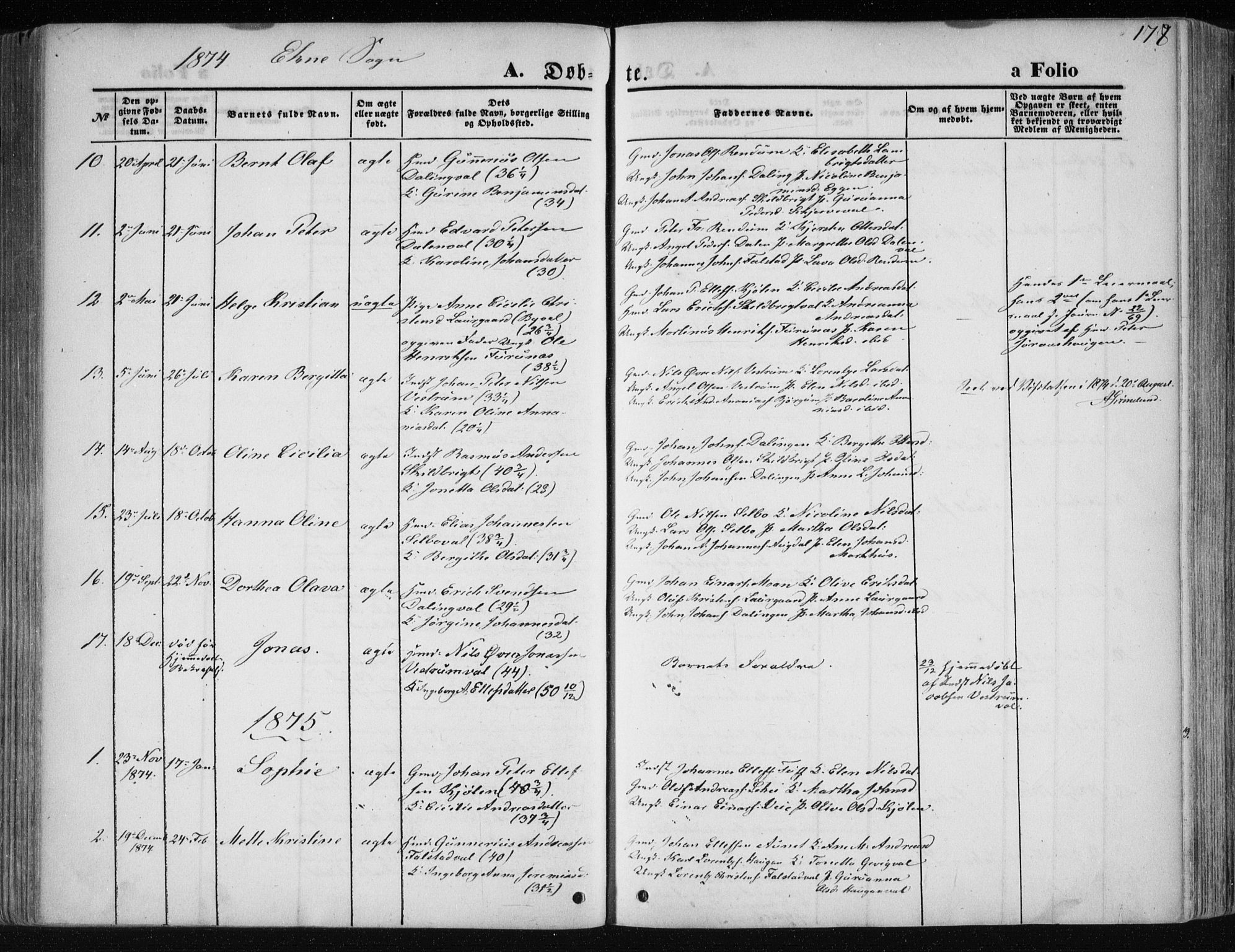 Ministerialprotokoller, klokkerbøker og fødselsregistre - Nord-Trøndelag, SAT/A-1458/717/L0158: Parish register (official) no. 717A08 /2, 1863-1877, p. 178
