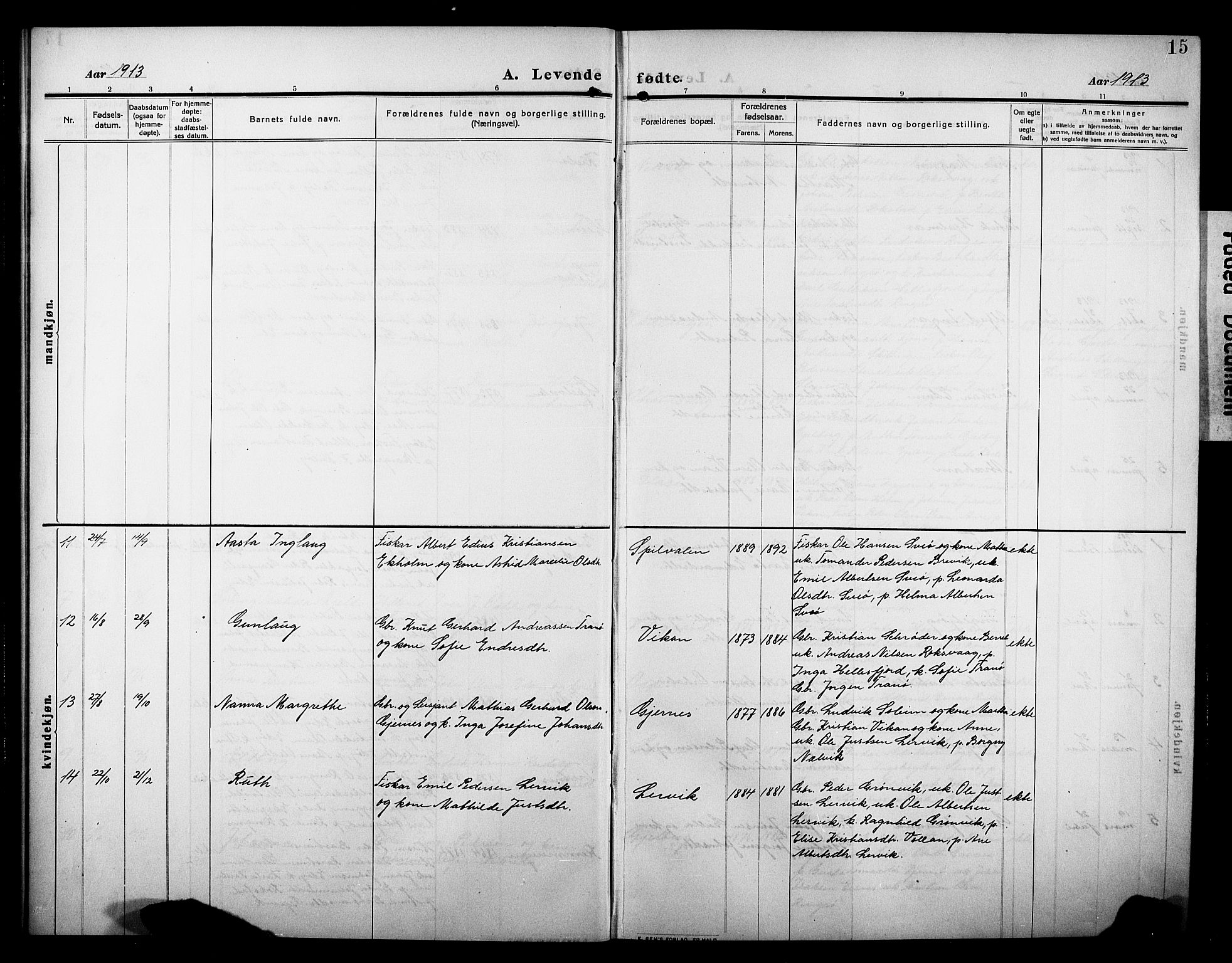 Ministerialprotokoller, klokkerbøker og fødselsregistre - Møre og Romsdal, AV/SAT-A-1454/581/L0943: Parish register (copy) no. 581C01, 1909-1931, p. 15