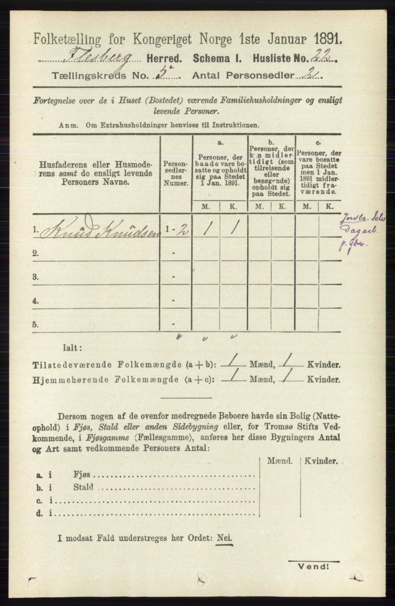 RA, 1891 census for 0631 Flesberg, 1891, p. 709