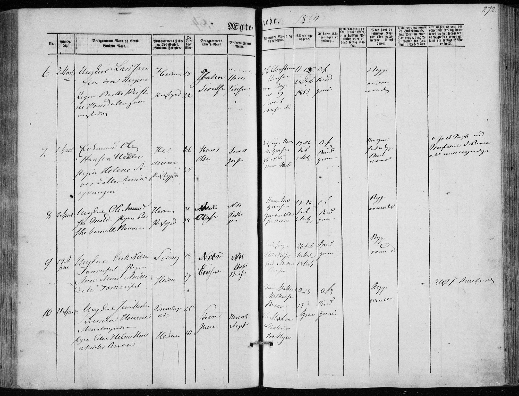 Hedrum kirkebøker, AV/SAKO-A-344/F/Fa/L0006: Parish register (official) no. I 6, 1849-1857, p. 272