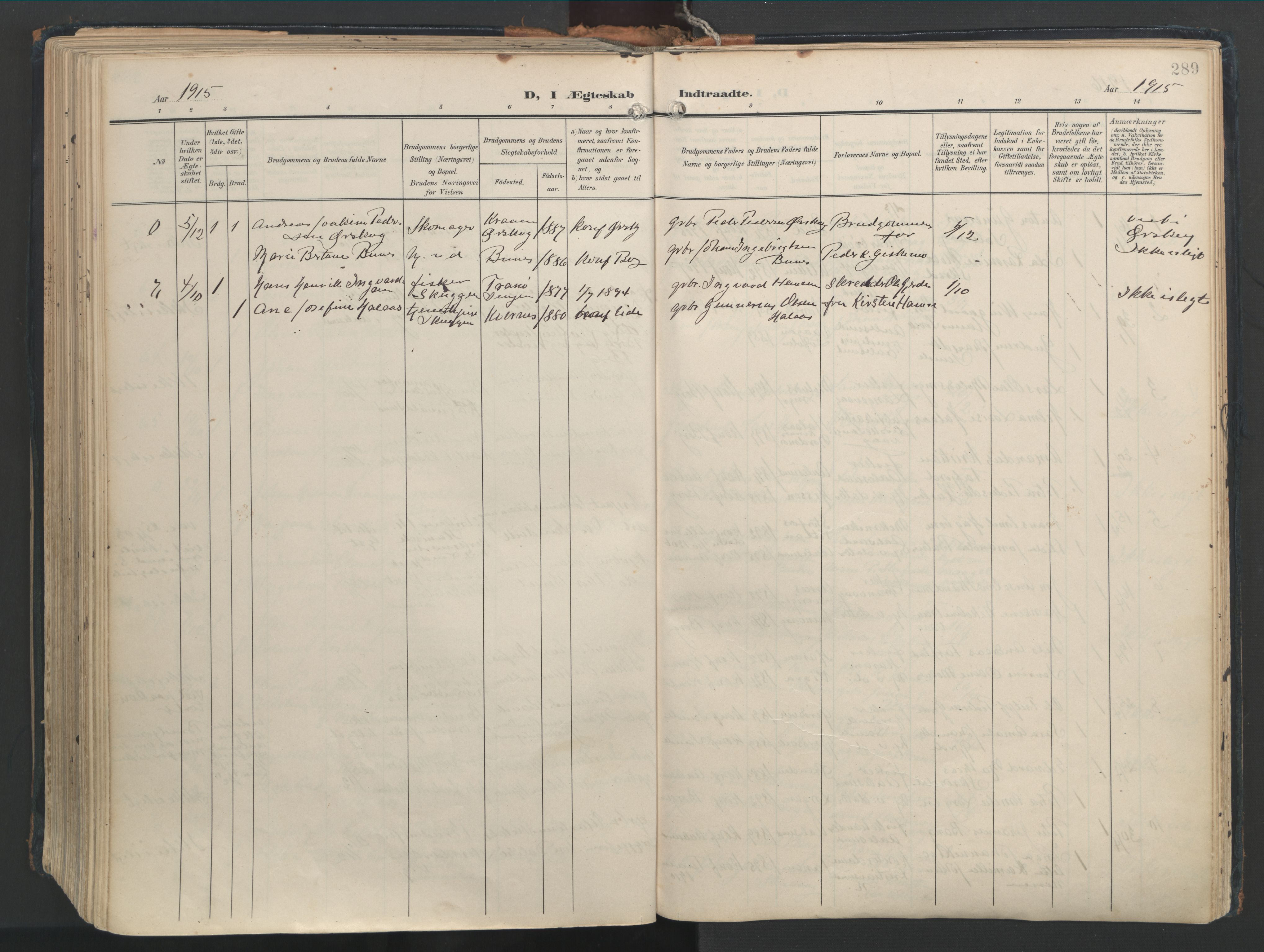 Ministerialprotokoller, klokkerbøker og fødselsregistre - Møre og Romsdal, AV/SAT-A-1454/528/L0411: Parish register (official) no. 528A20, 1907-1920, p. 289