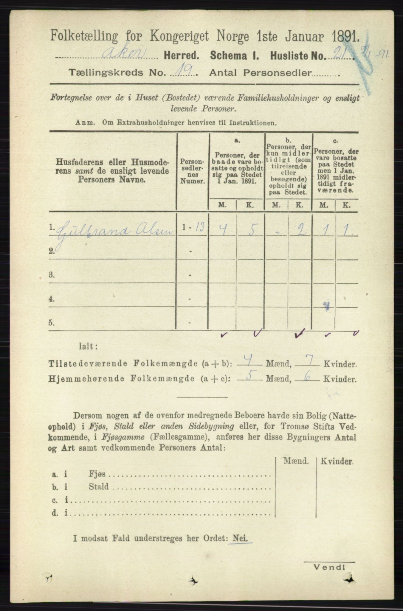 RA, 1891 census for 0218 Aker, 1891, p. 17762