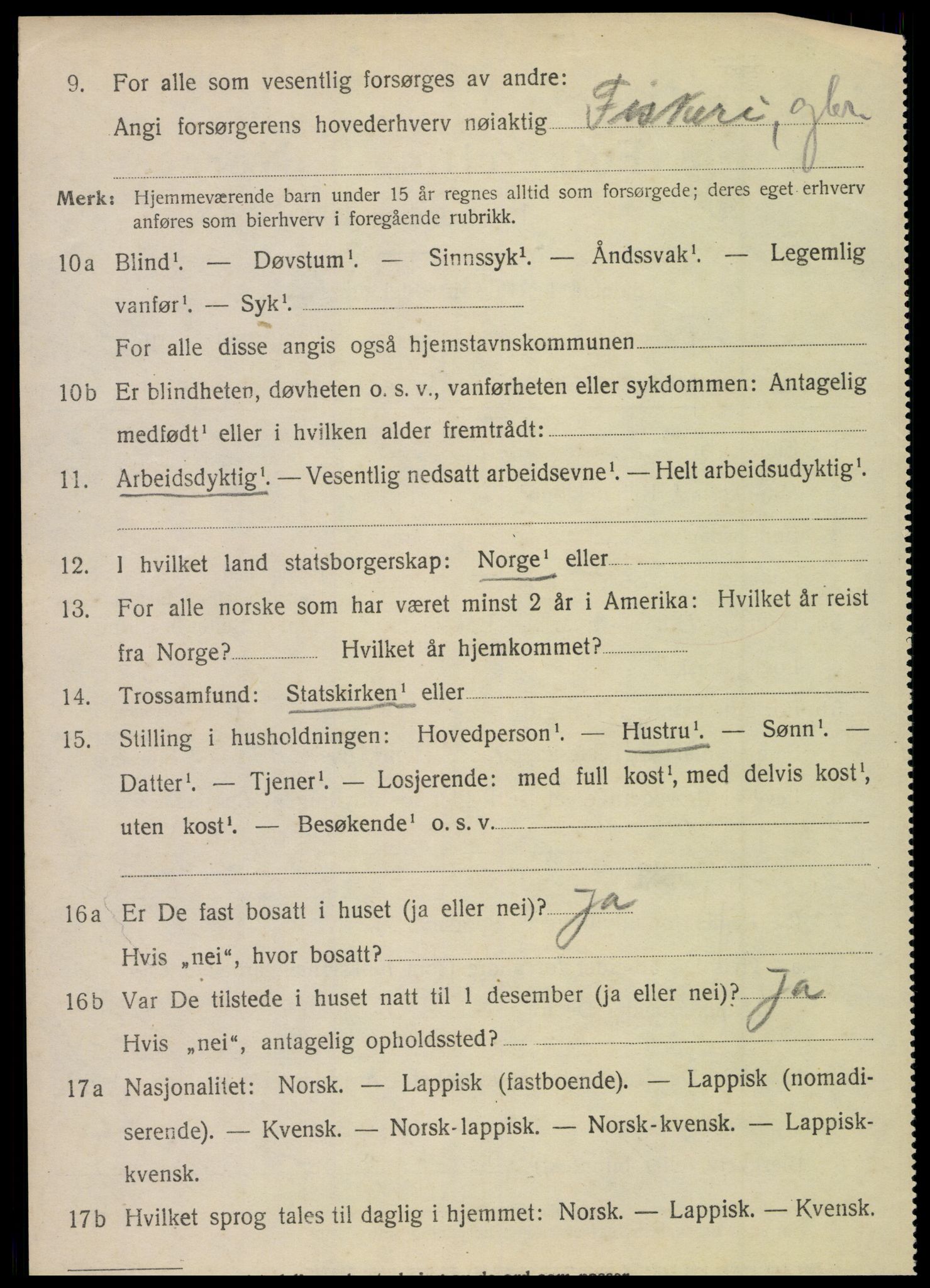 SAT, 1920 census for Vevelstad, 1920, p. 1867