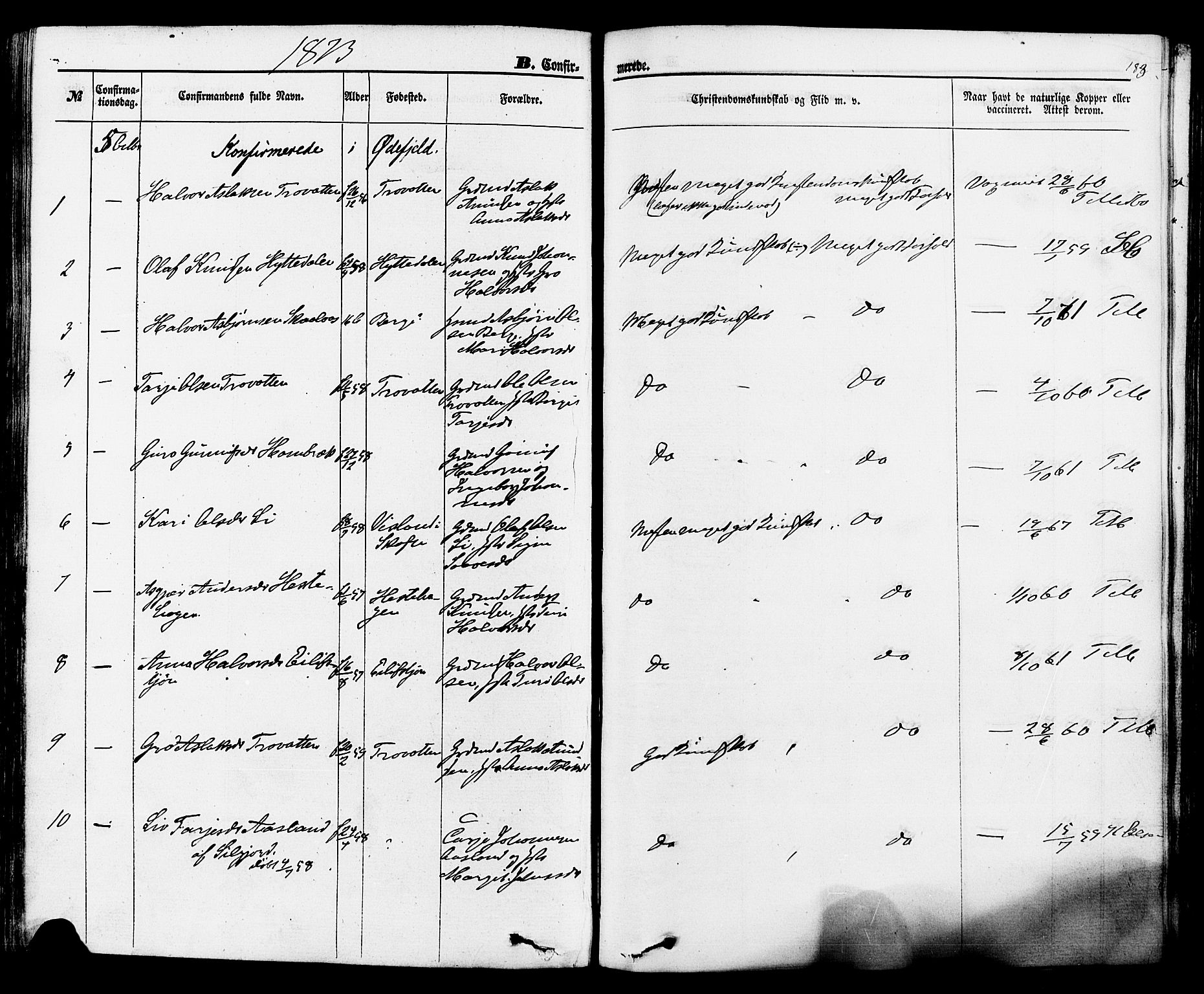 Rauland kirkebøker, SAKO/A-292/F/Fa/L0003: Parish register (official) no. 3, 1859-1886, p. 183