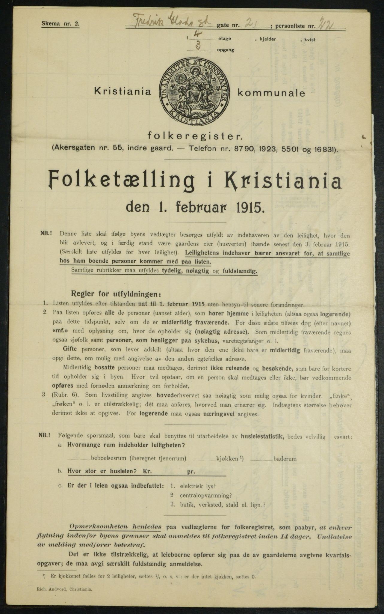 OBA, Municipal Census 1915 for Kristiania, 1915, p. 26144