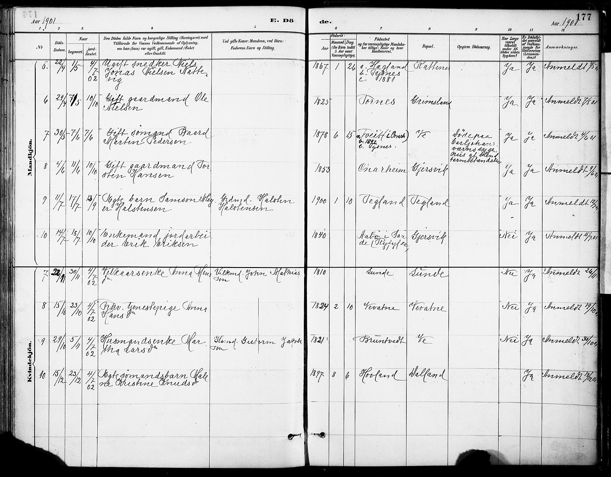 Tysnes sokneprestembete, AV/SAB-A-78601/H/Haa: Parish register (official) no. B 1, 1887-1906, p. 177