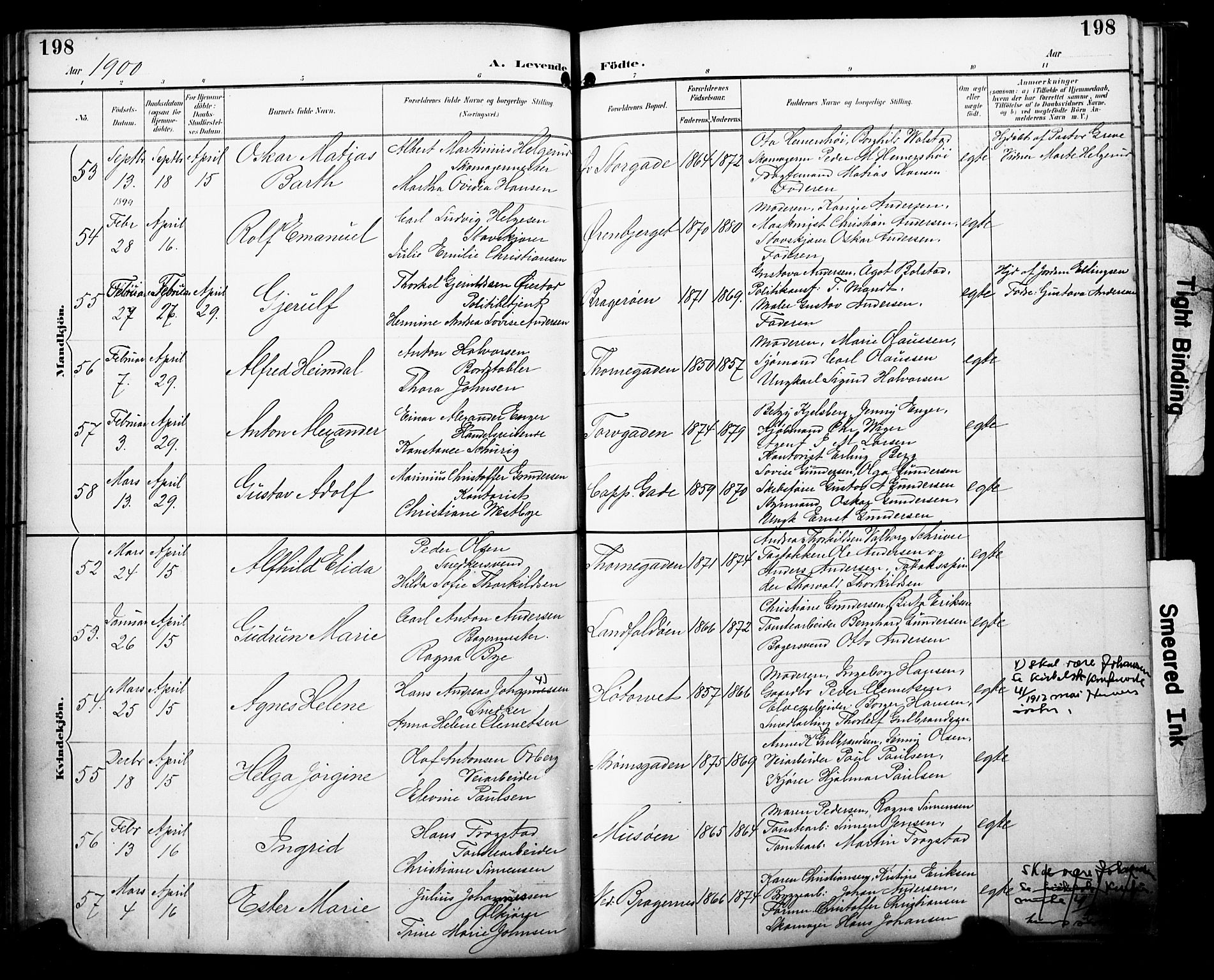 Bragernes kirkebøker, SAKO/A-6/F/Fb/L0008: Parish register (official) no. II 8, 1894-1902, p. 198