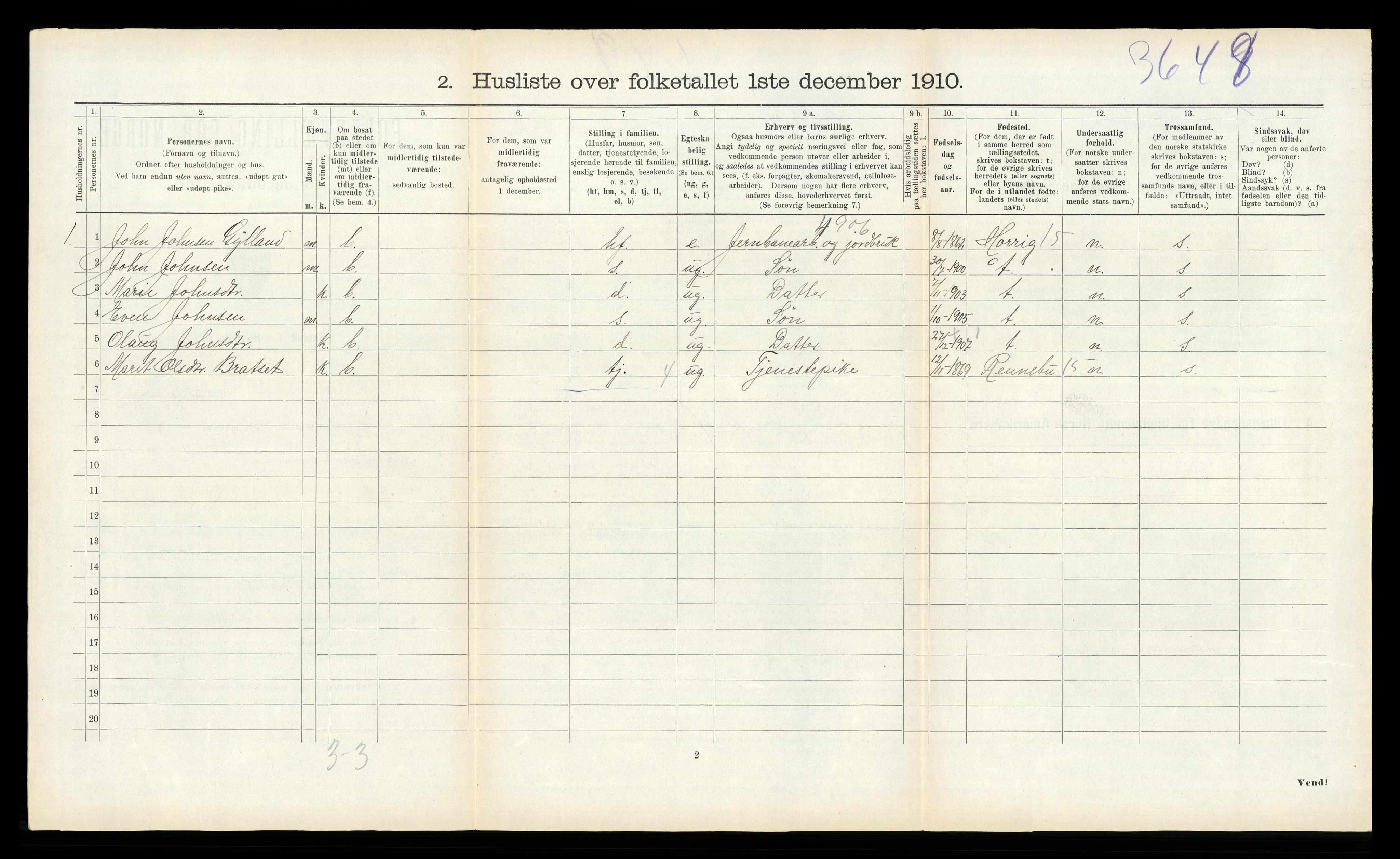 RA, 1910 census for Leinstrand, 1910, p. 398