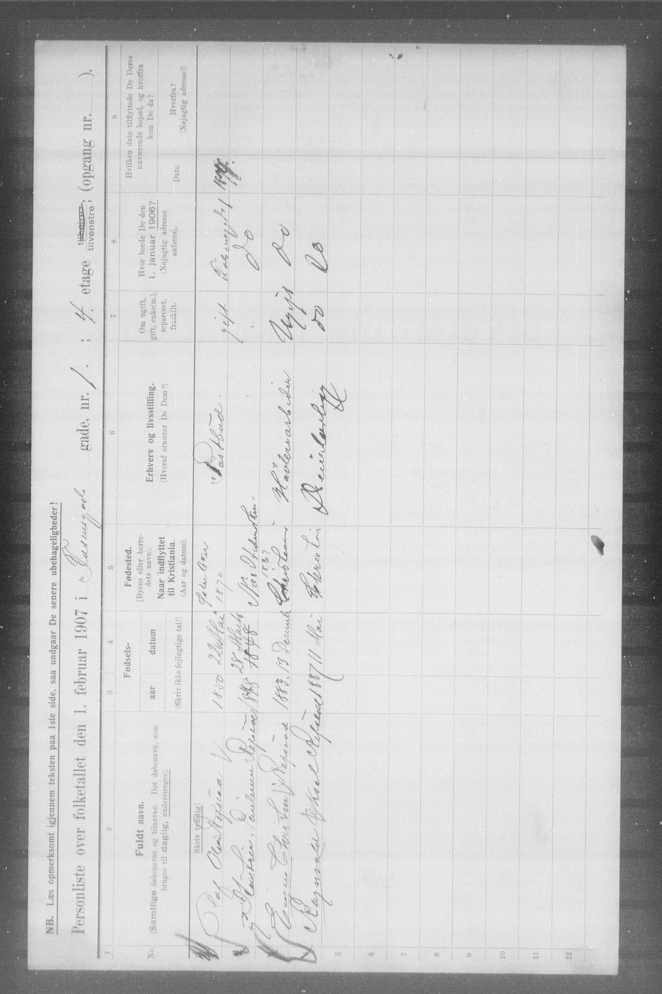 OBA, Municipal Census 1907 for Kristiania, 1907, p. 11770