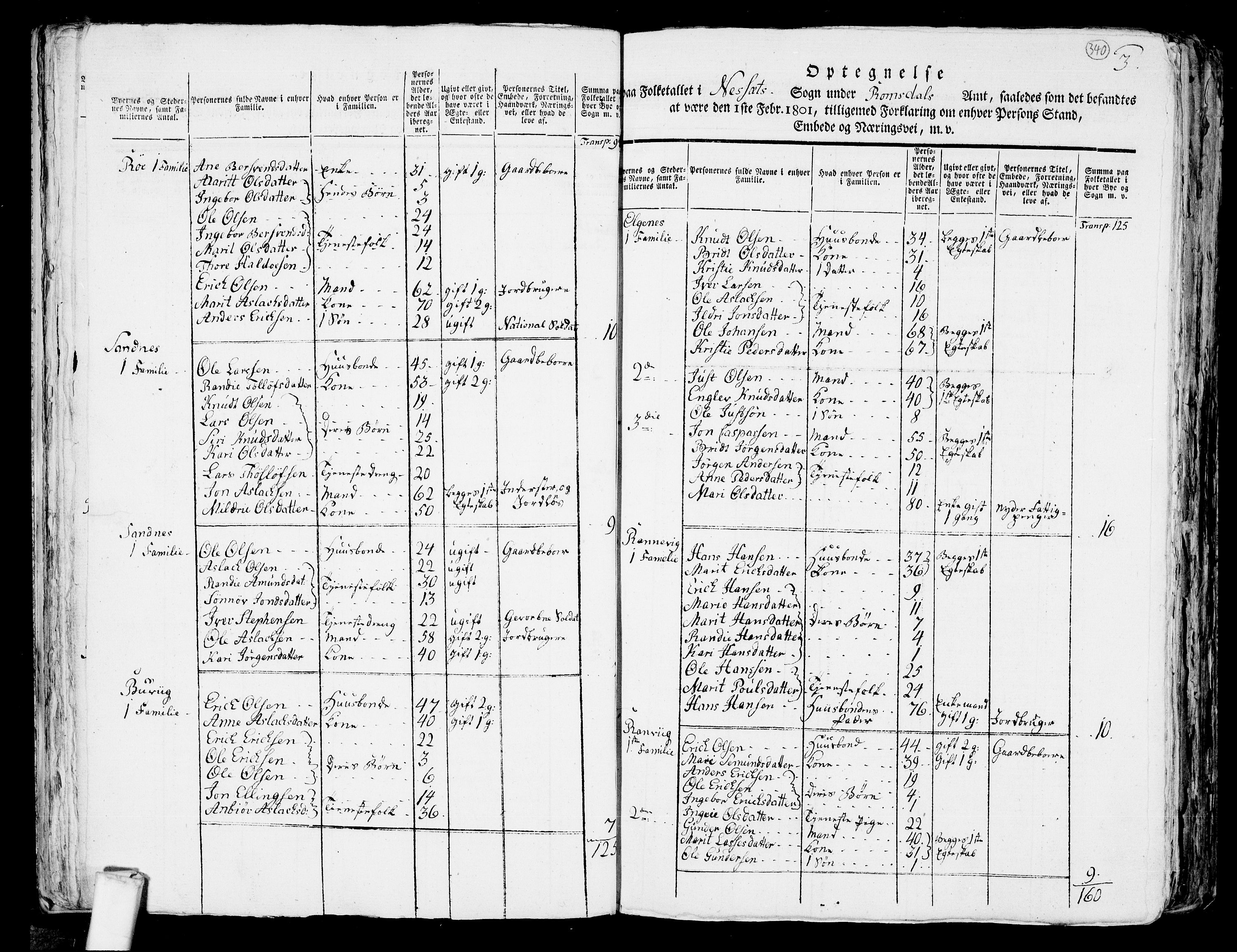 RA, 1801 census for 1543P Nesset, 1801, p. 339b-340a
