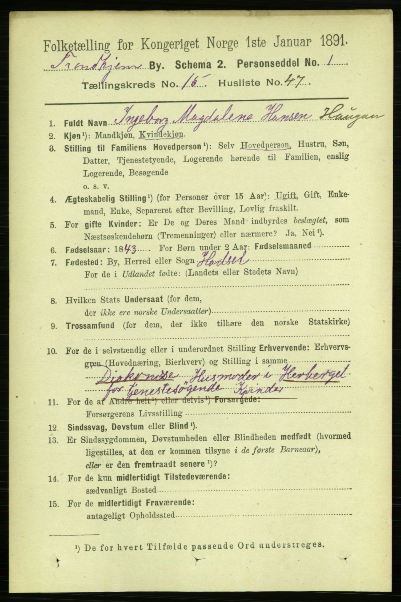 RA, 1891 census for 1601 Trondheim, 1891, p. 12206