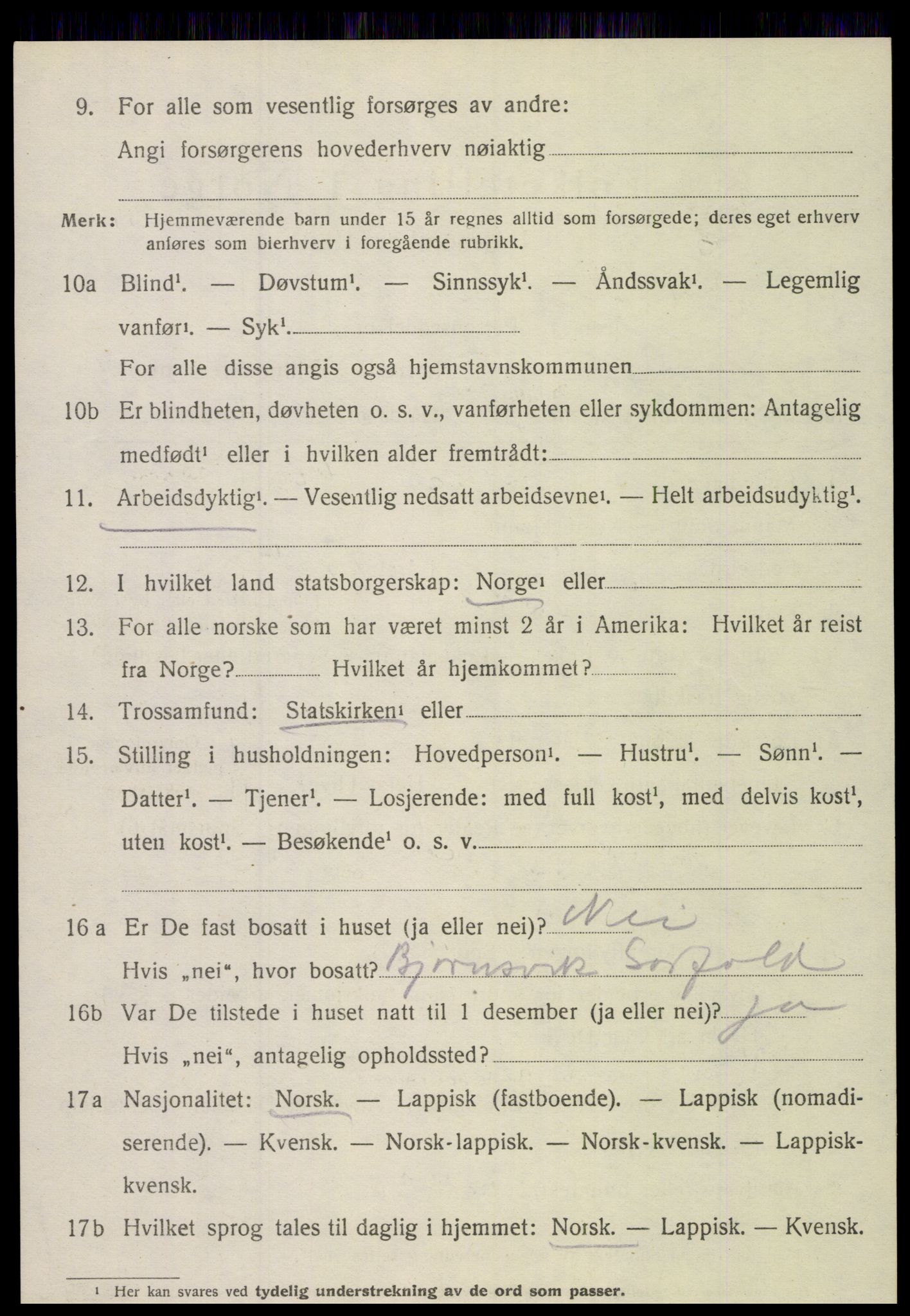 SAT, 1920 census for Sørfold, 1920, p. 6200