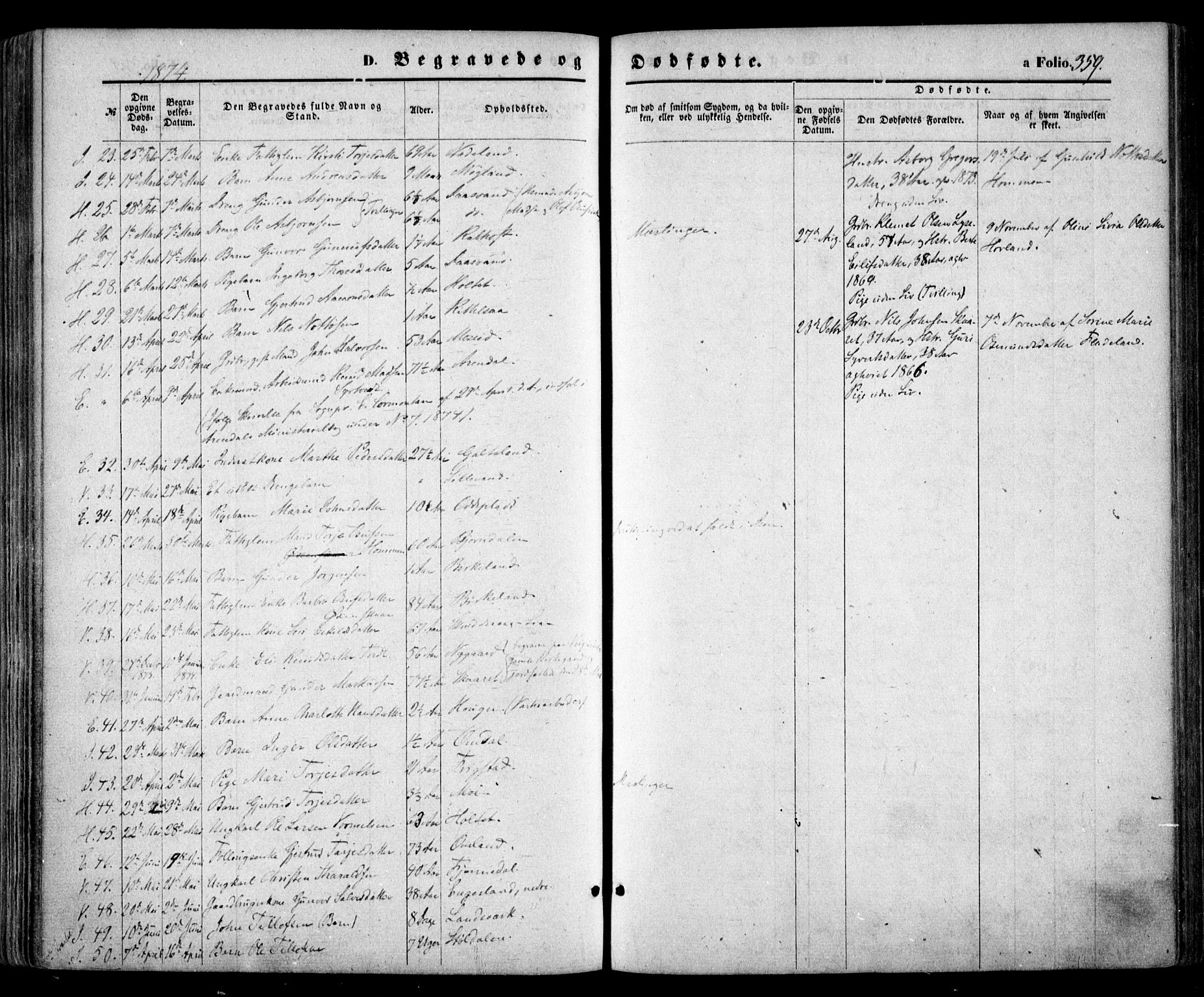 Evje sokneprestkontor, AV/SAK-1111-0008/F/Fa/Faa/L0006: Parish register (official) no. A 6, 1866-1884, p. 359