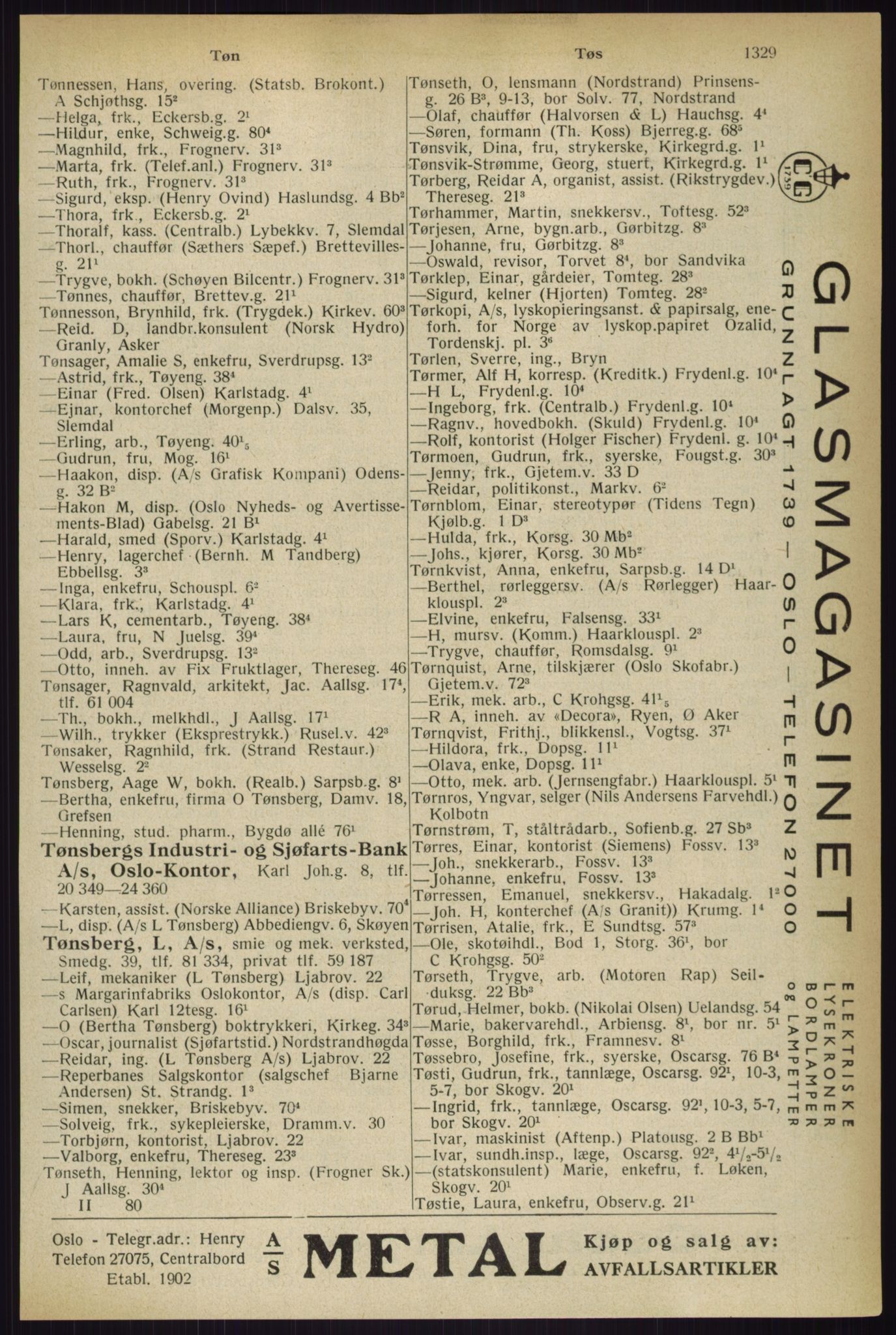 Kristiania/Oslo adressebok, PUBL/-, 1933, p. 1329