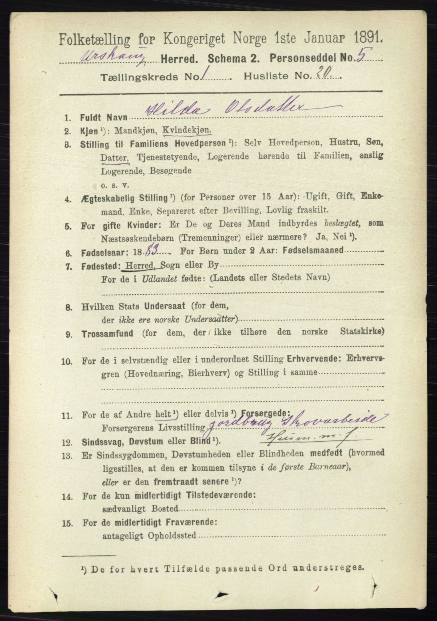 RA, 1891 census for 0224 Aurskog, 1891, p. 158